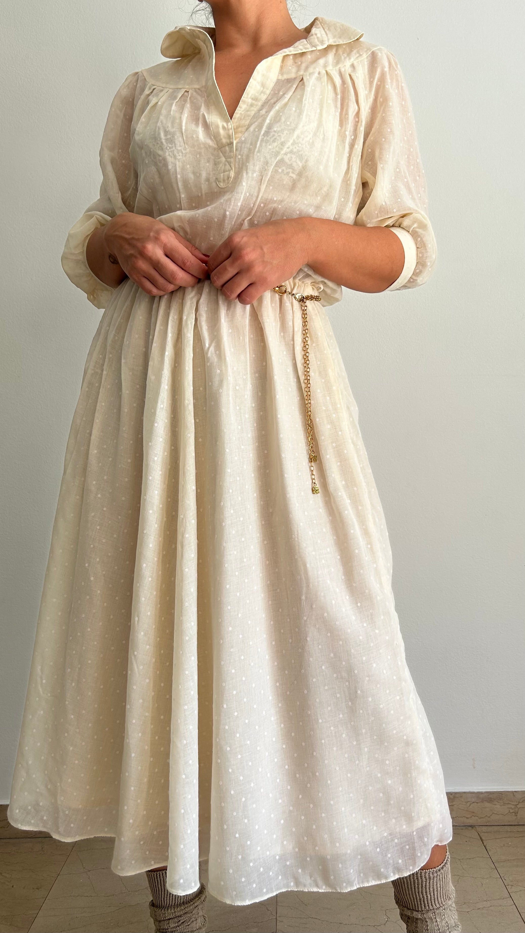 Vintage 1970s Long Dress – Sheer Top & Lined Skirt