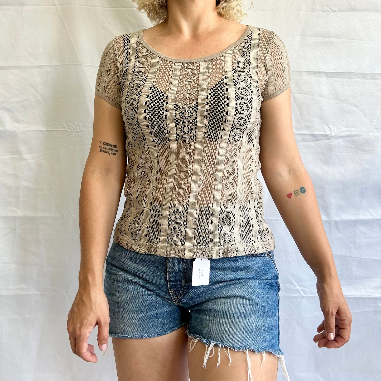 Vintage See Through Top Light Brown