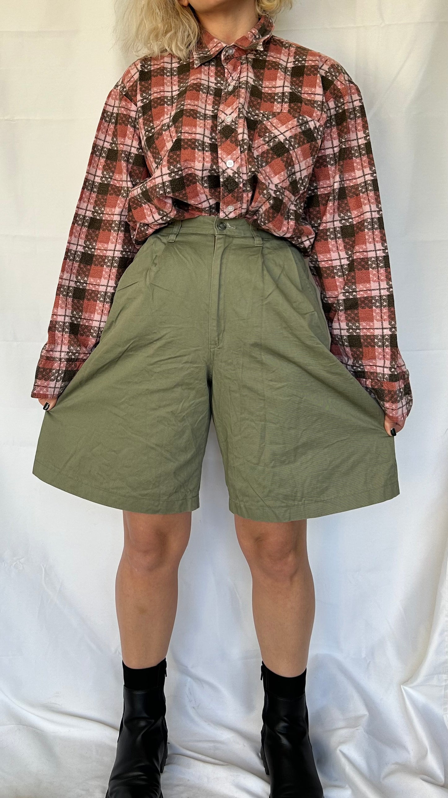 Vintage Olive Green Culottes Bermuda