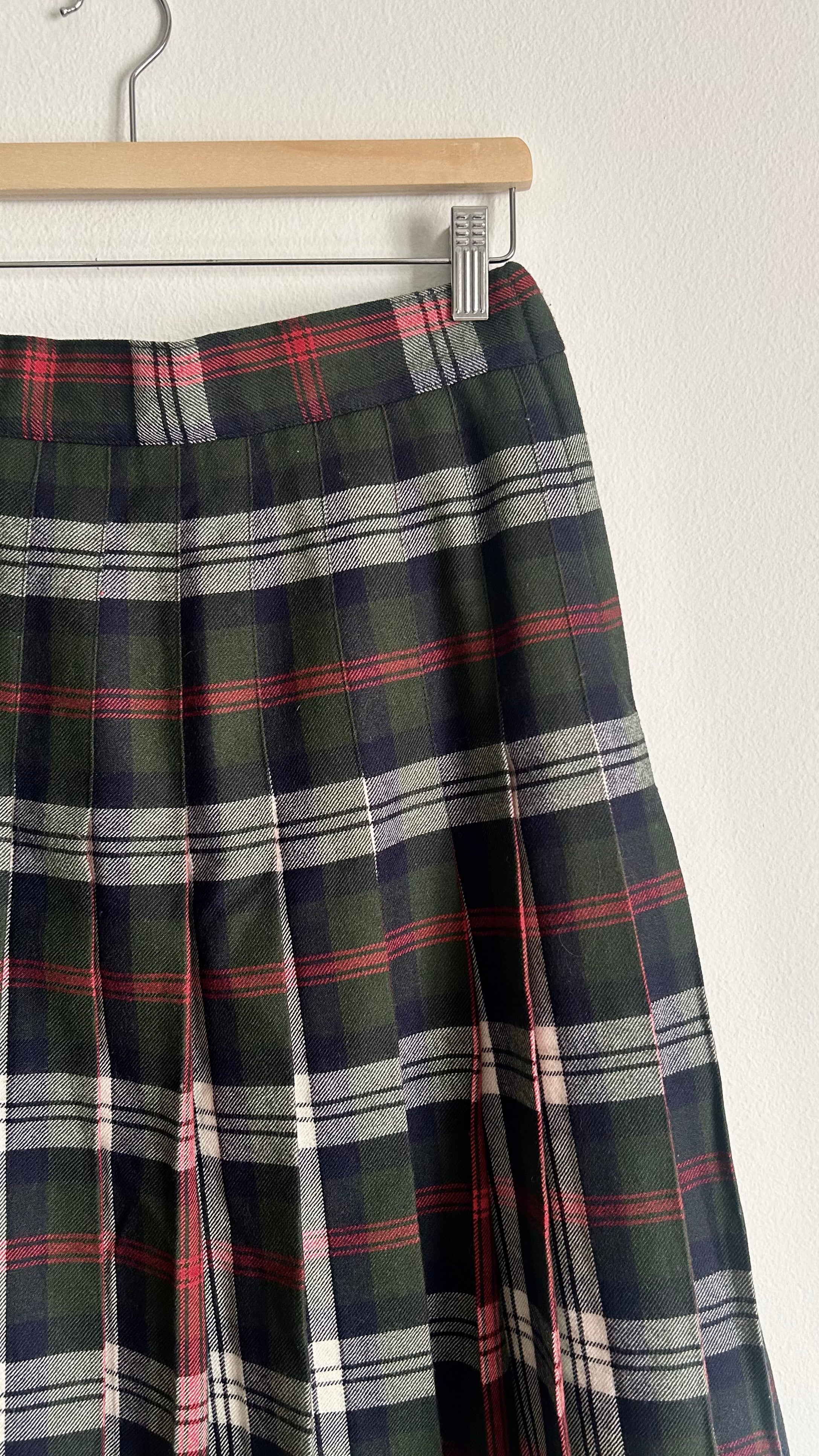 Vintage 100% Pure New Wool Plaid Skirt