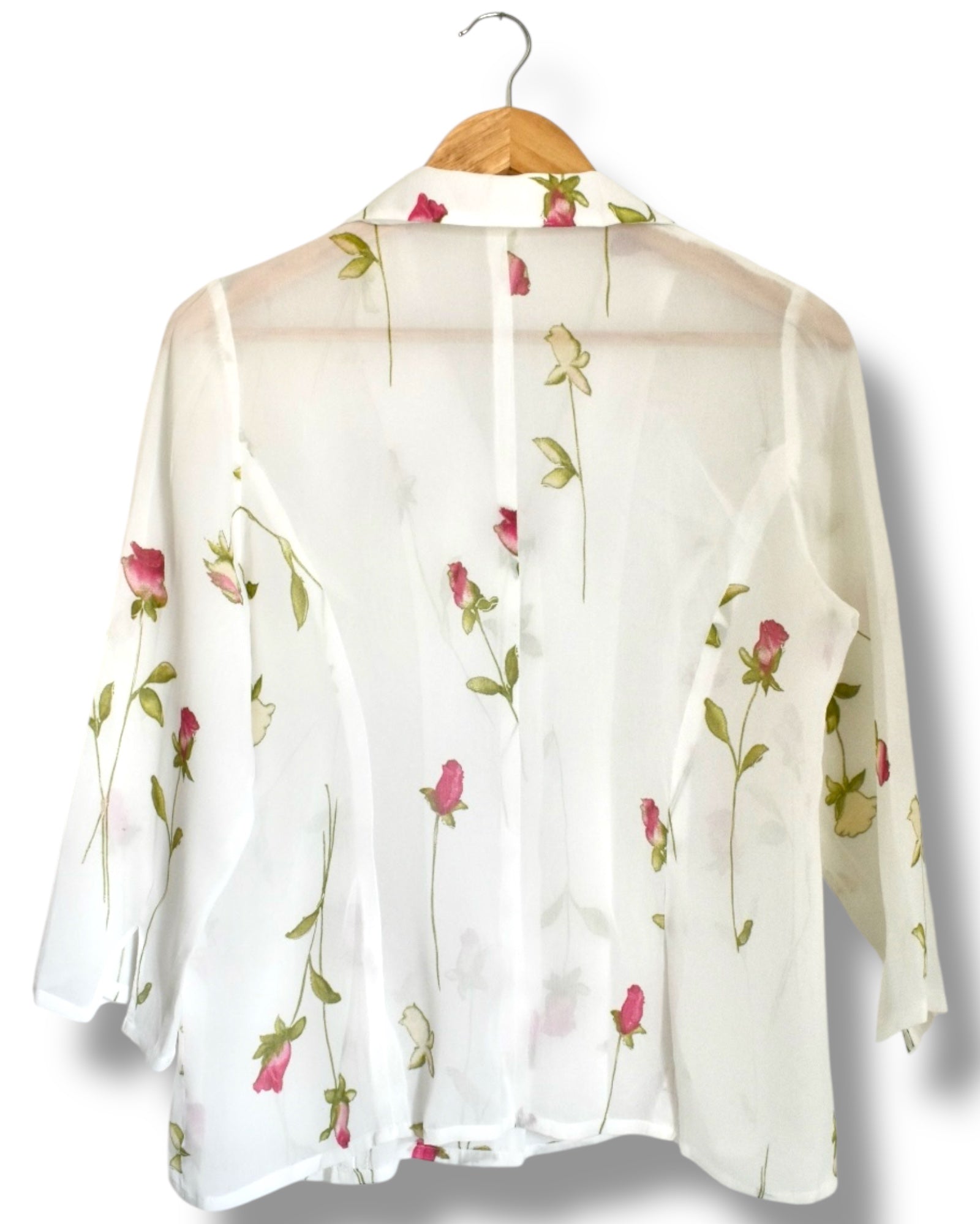 Vintage 3/4 Sleeve Sheer Floral Blouse