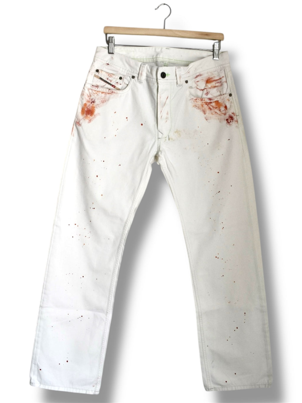 Rare 2007 Diesel “Only the Brave” White Paint-Splatter Jeans