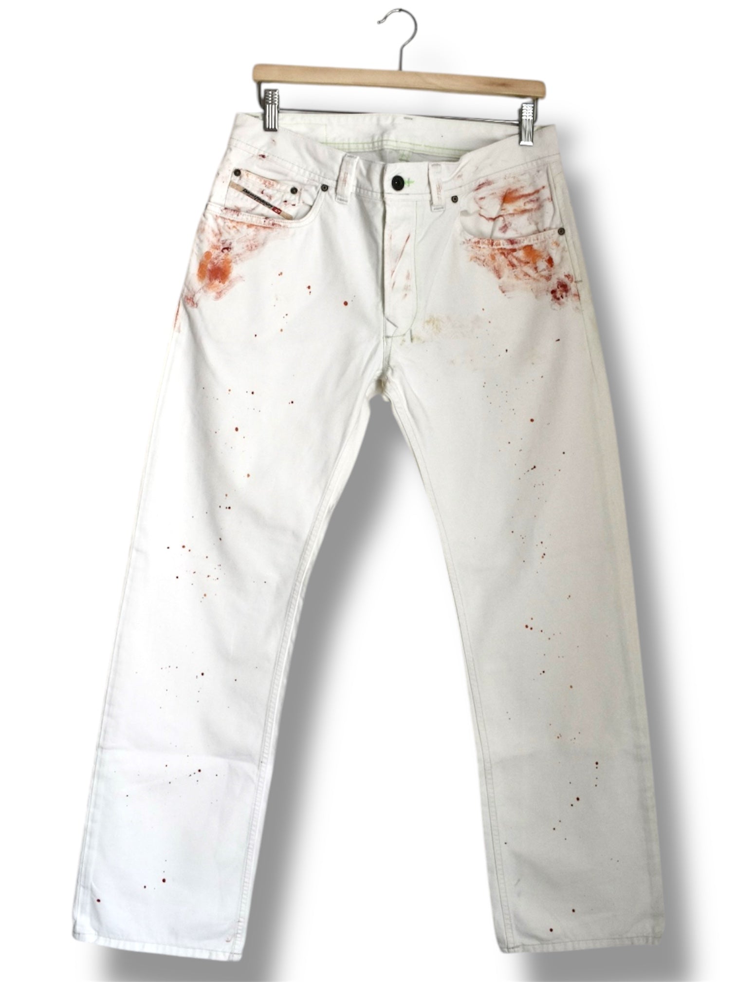 Rare 2007 Diesel “Only the Brave” White Paint-Splatter Jeans