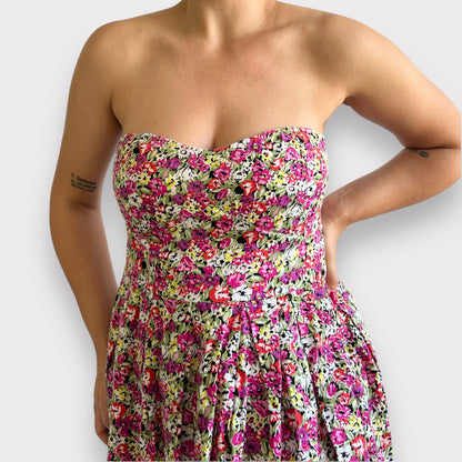 Vintage Floral Strapless Dress