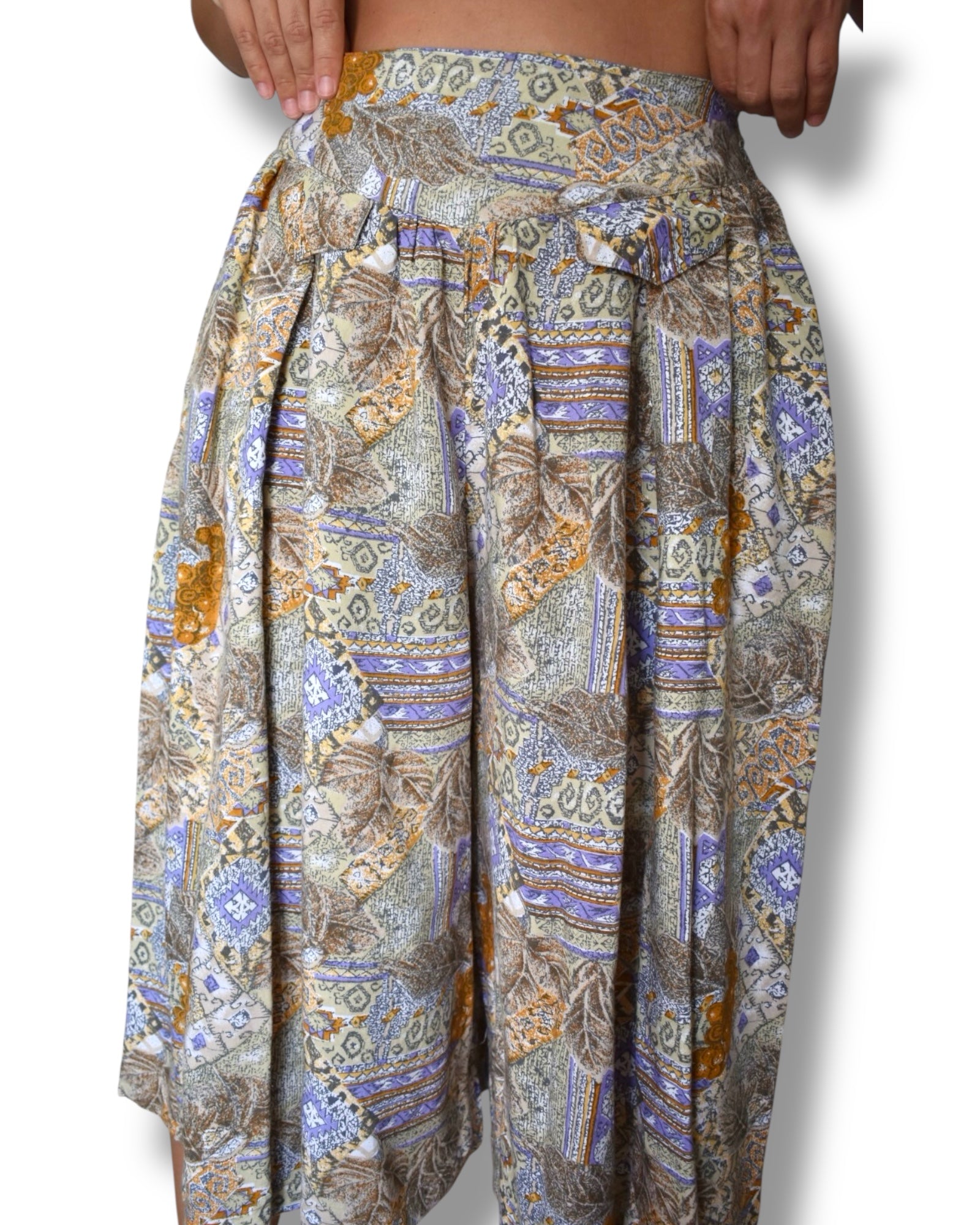 Vintage Wide-Leg Culotte Shorts – 100% Viscose