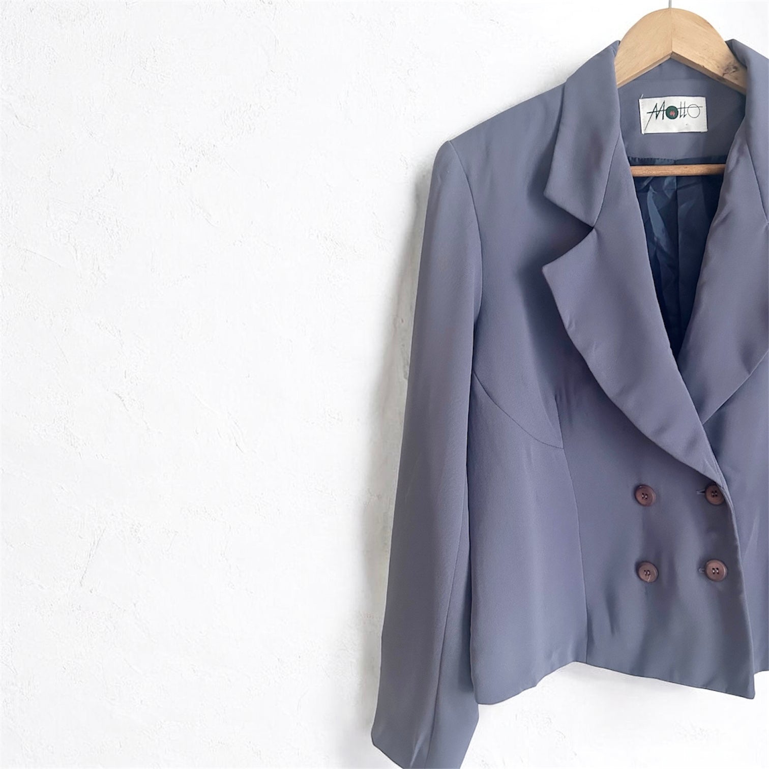 Vintage Cropped Double-Breasted Blazer in Greyish Lilac