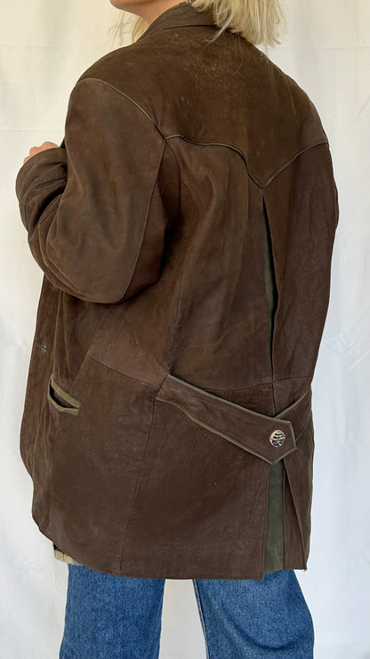 Vintage Brown Leather Blazer