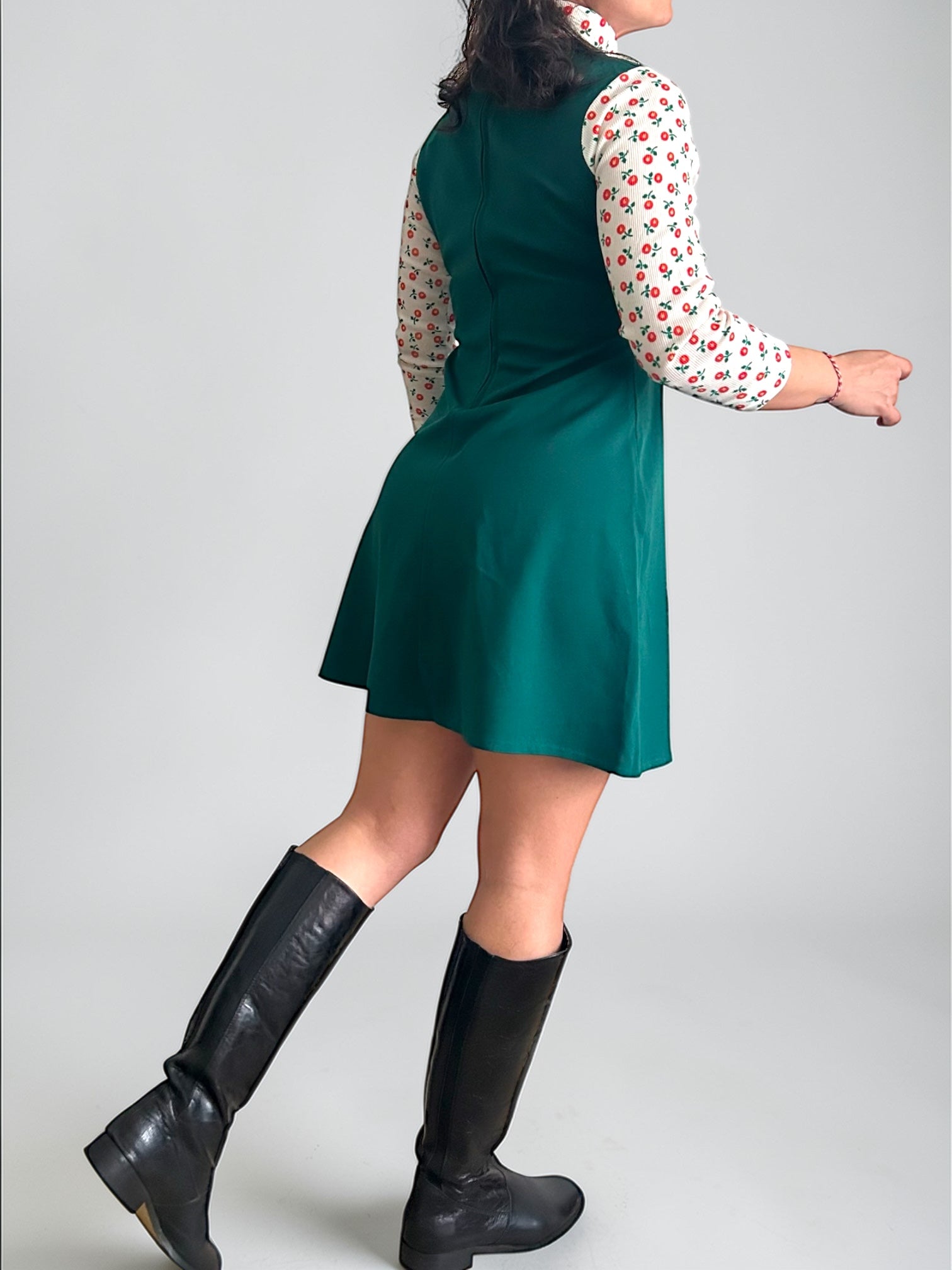 Vintage Handmade Mock-Layer Pinafore Dress