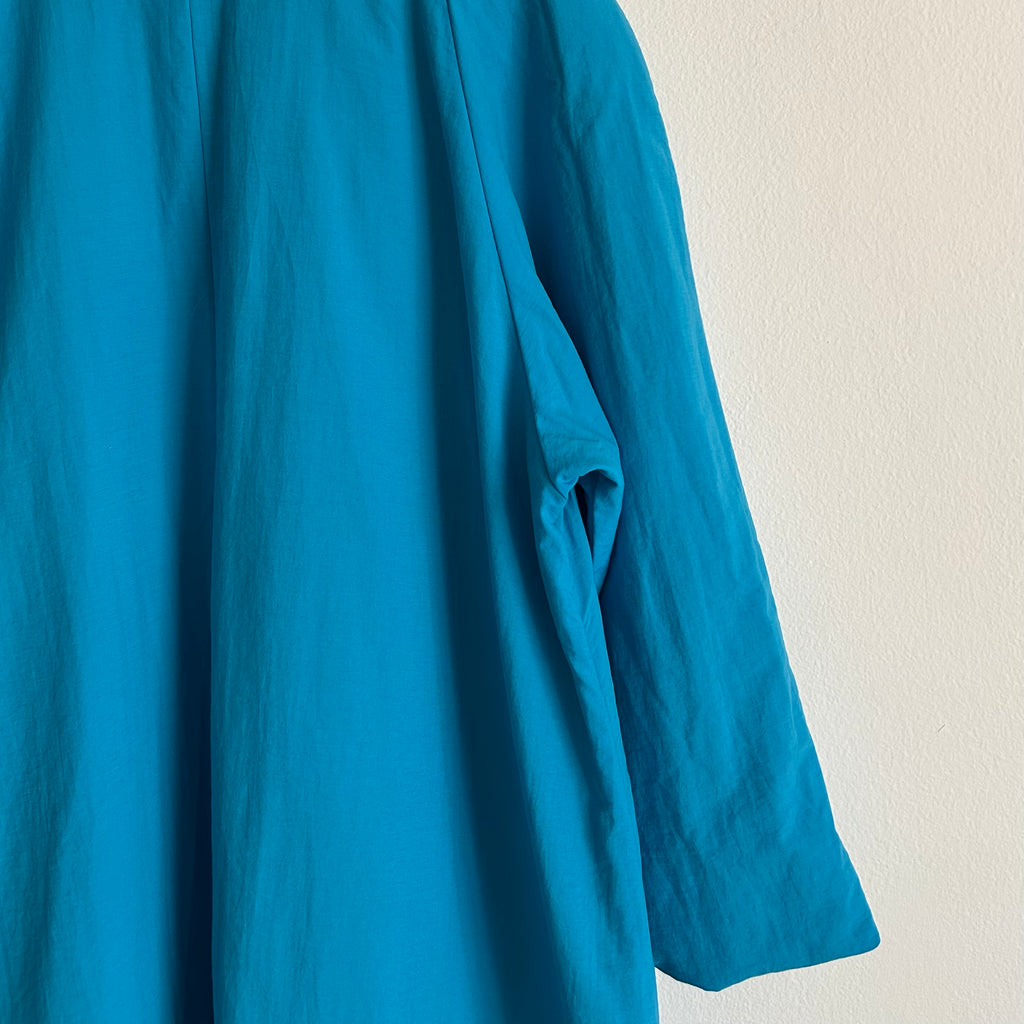 90s Teal Avant-Garde Pleated Duster Coat