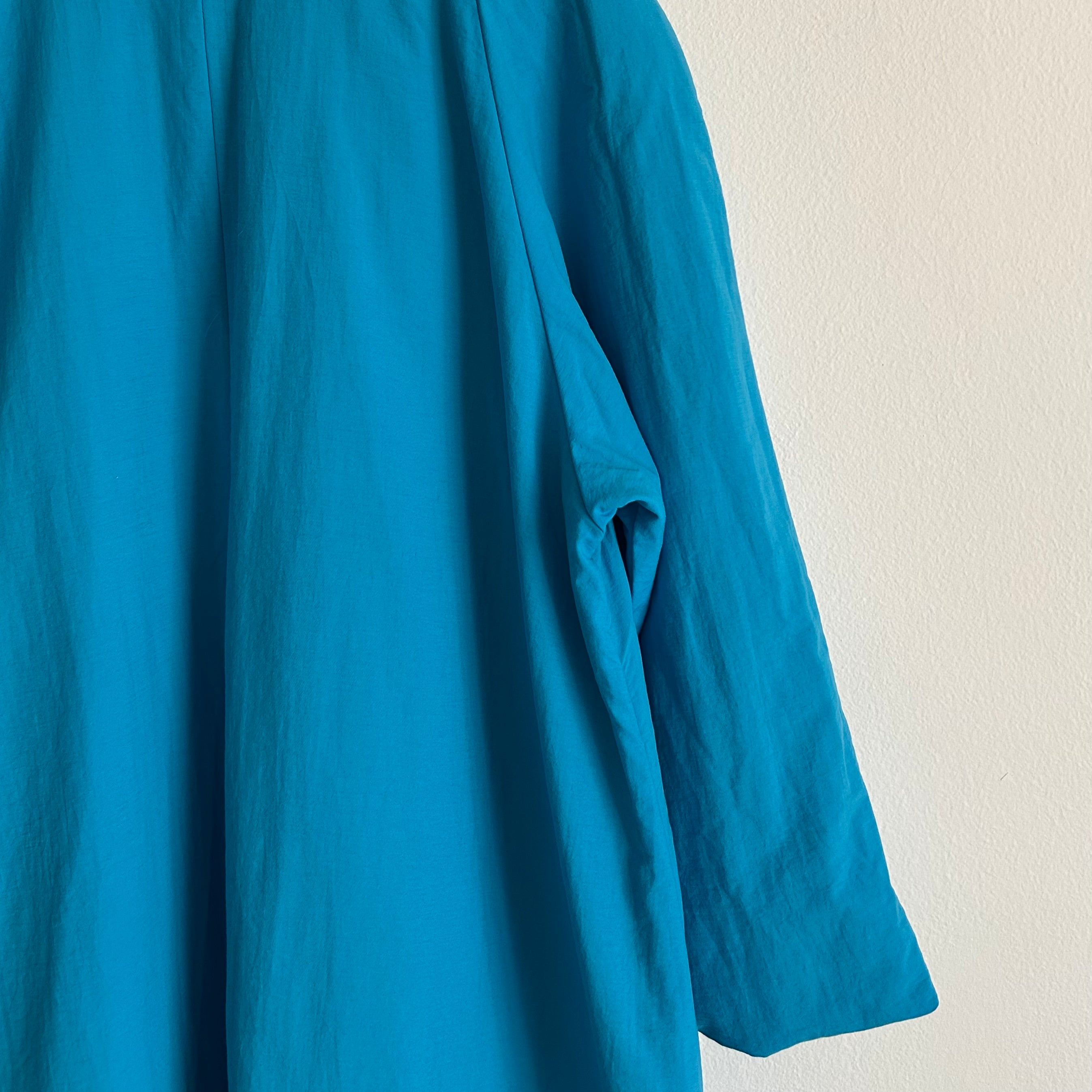 90s Teal Avant-Garde Pleated Duster Coat
