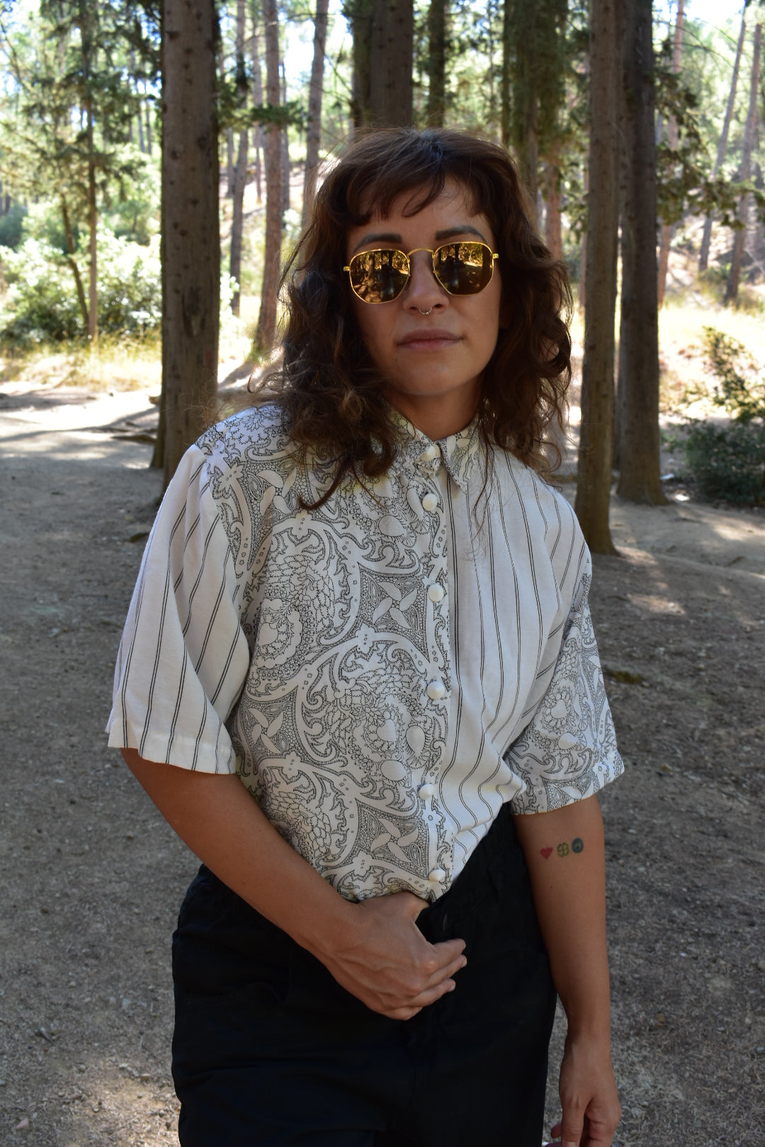 Vintage Button-Up Shirt (Vertical stripes and classic patterns)