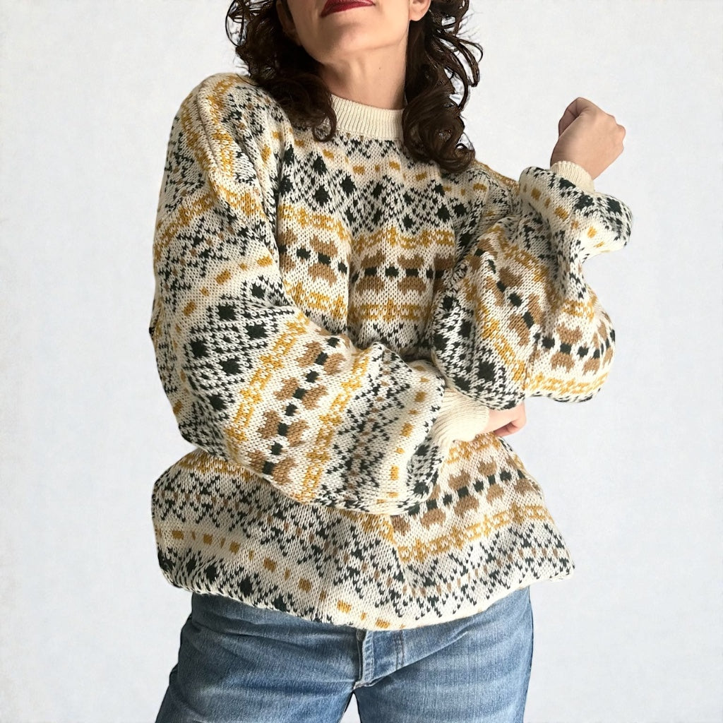 Vintage Nordic Pattern Knit Sweater