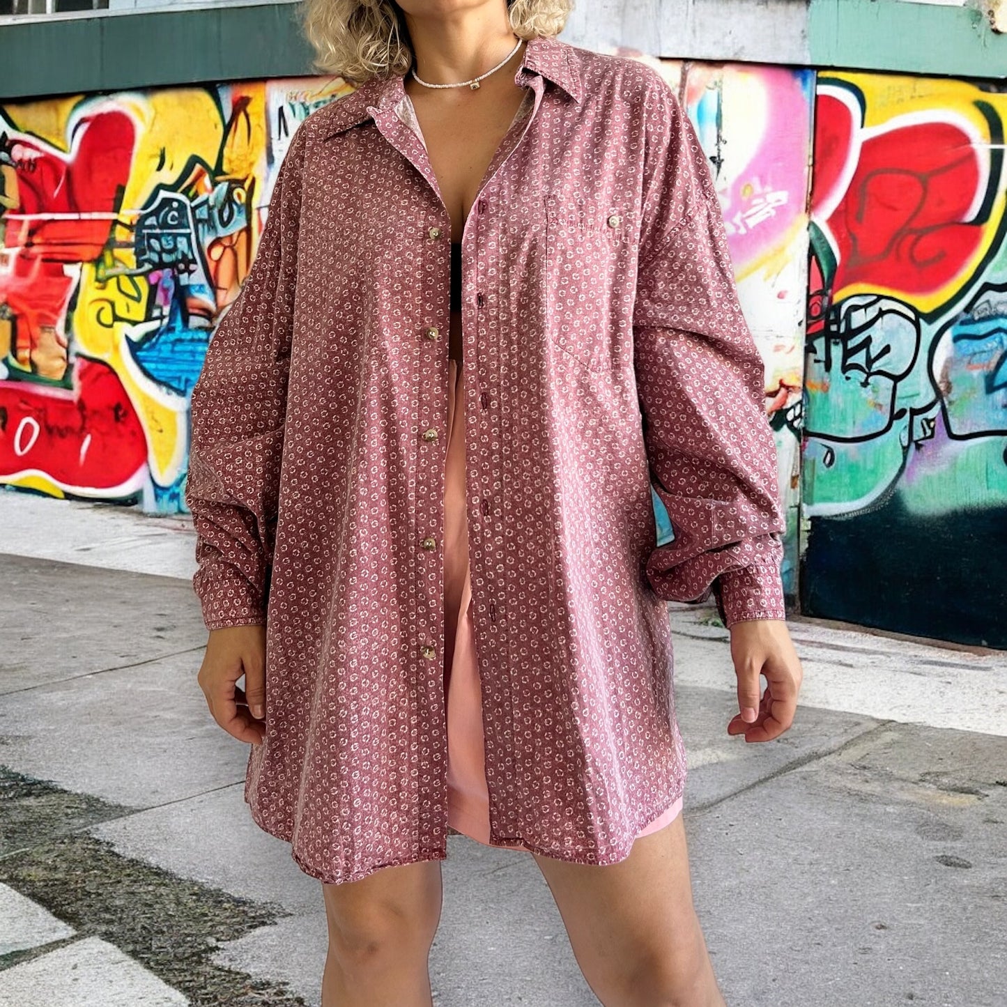 Vintage Patterned Long Sleeve Shirt