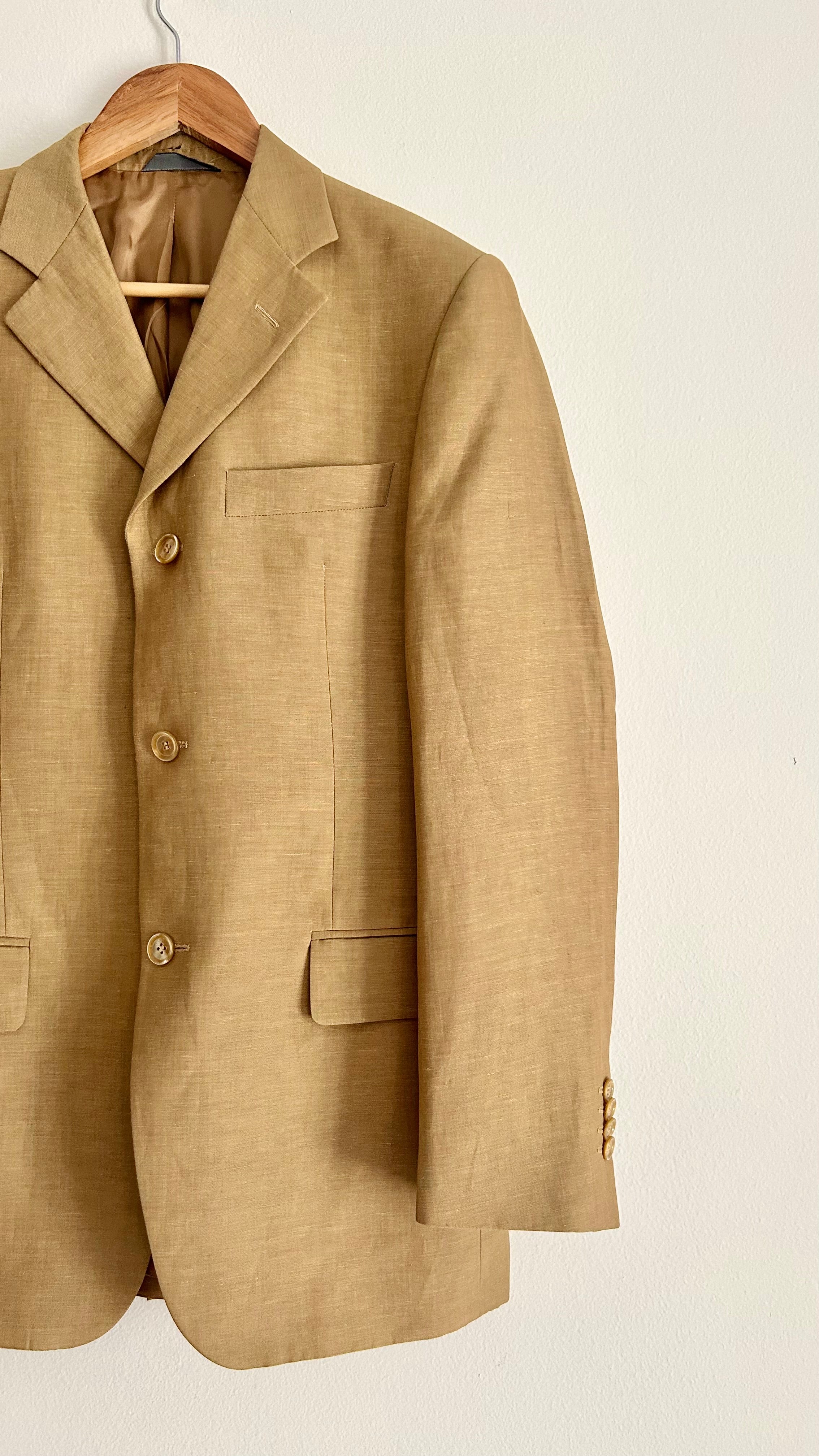Vintage 1980s Maxi Blazer | Wool & Linen Blend | Italian Size 46