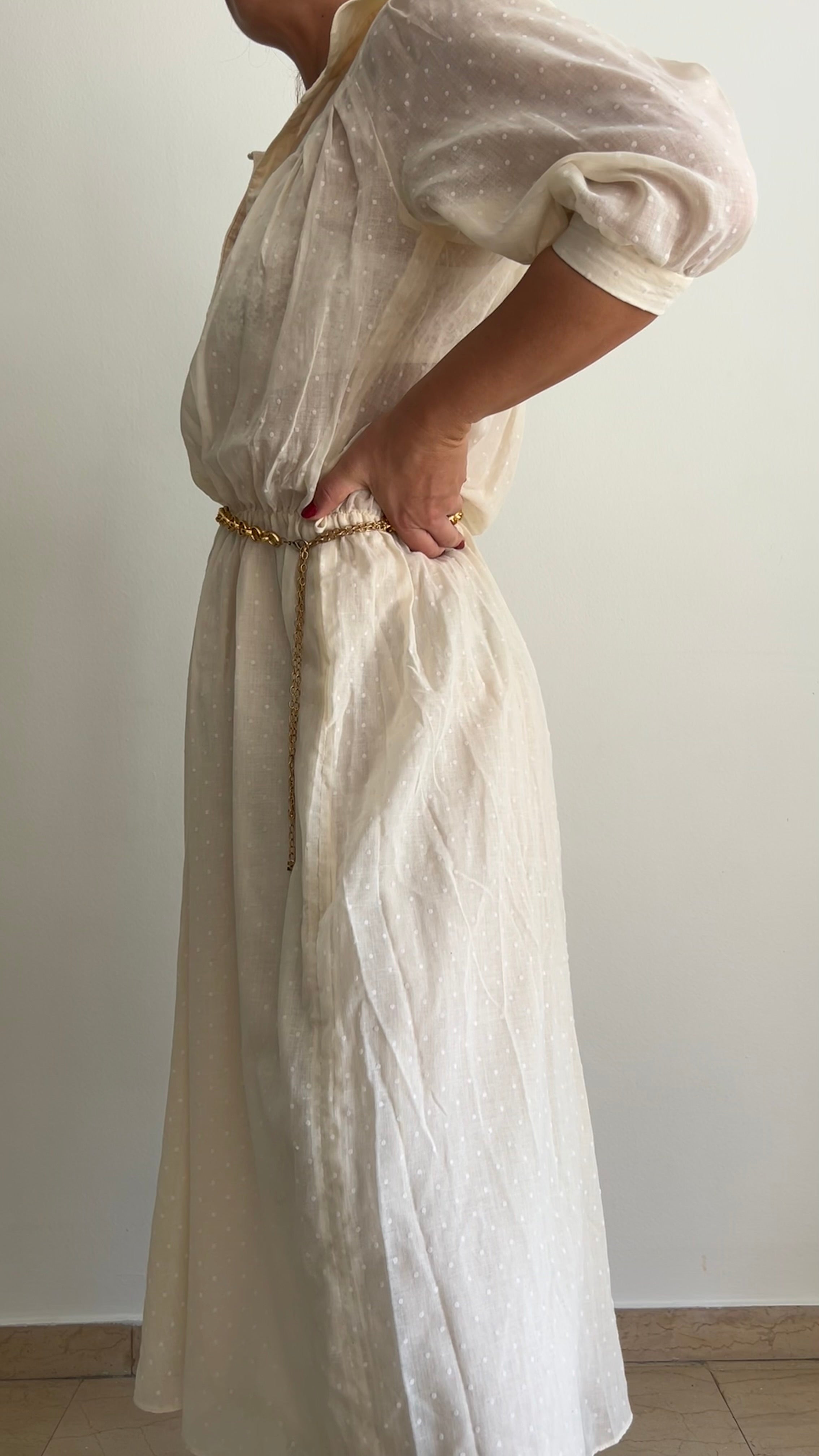 Vintage 1970s Long Dress – Sheer Top & Lined Skirt