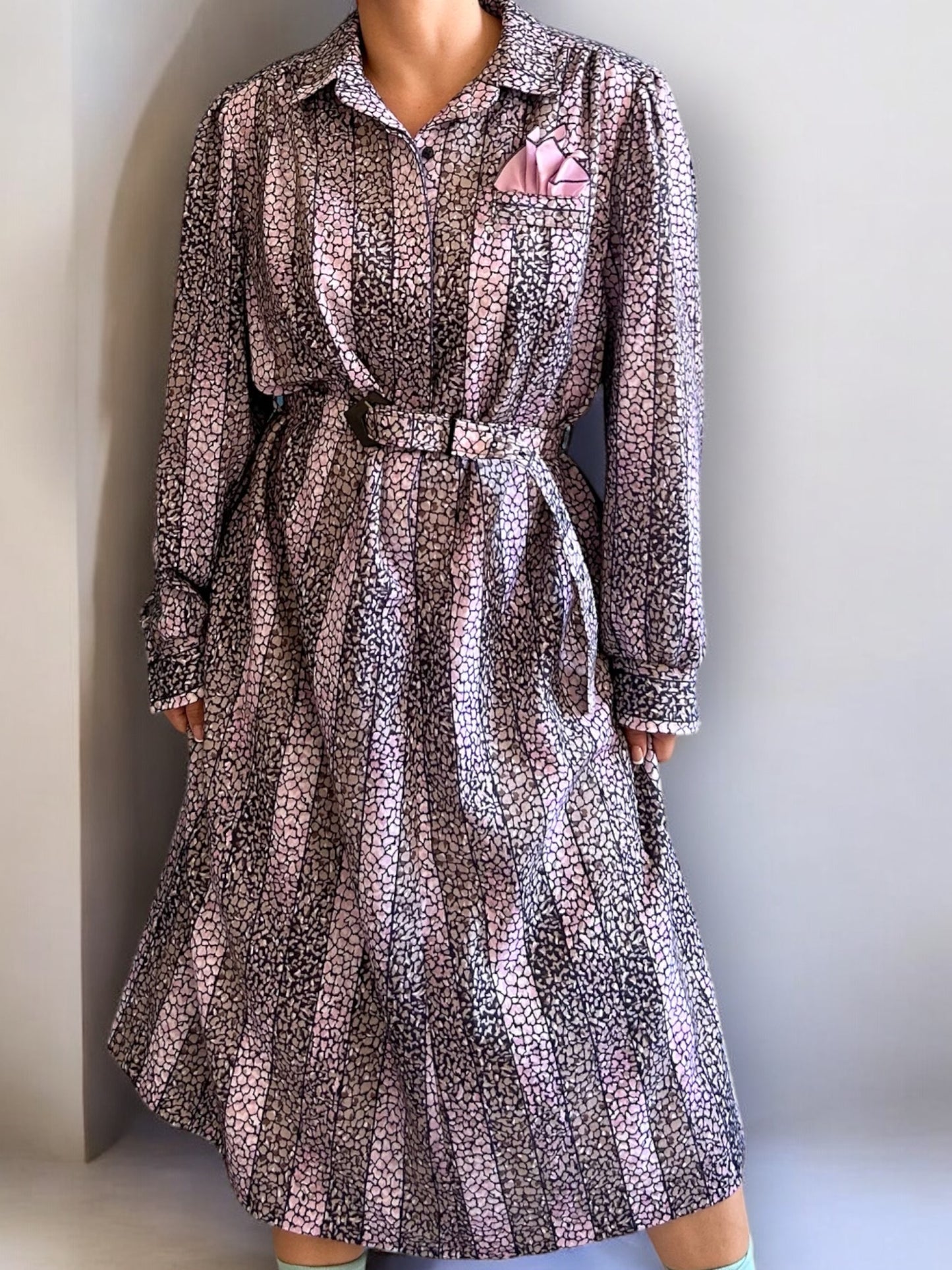 70s Long Patterned Dress