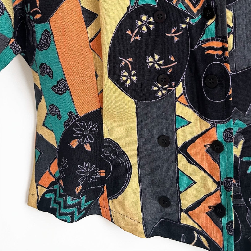 Colorful 90s Statement Blouse • Geometric Shapes
