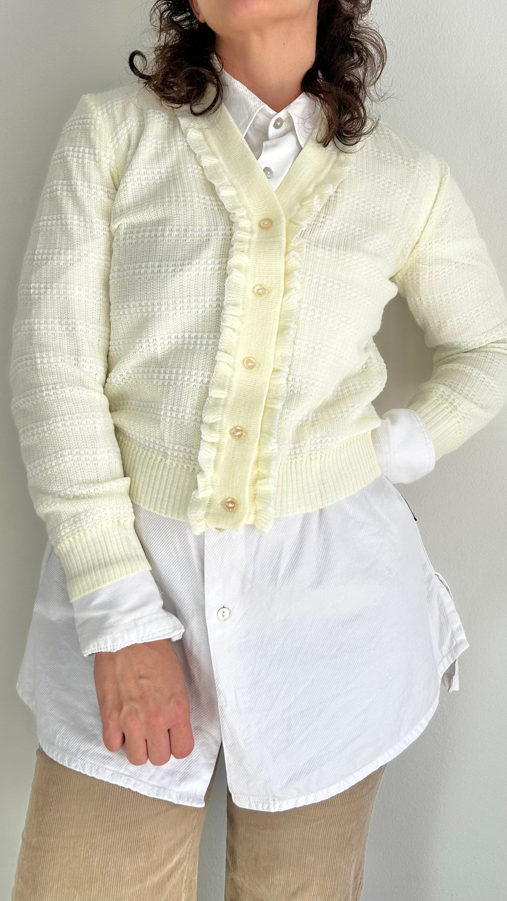 Butter Yellow Vintage Crop Knit Cardigan