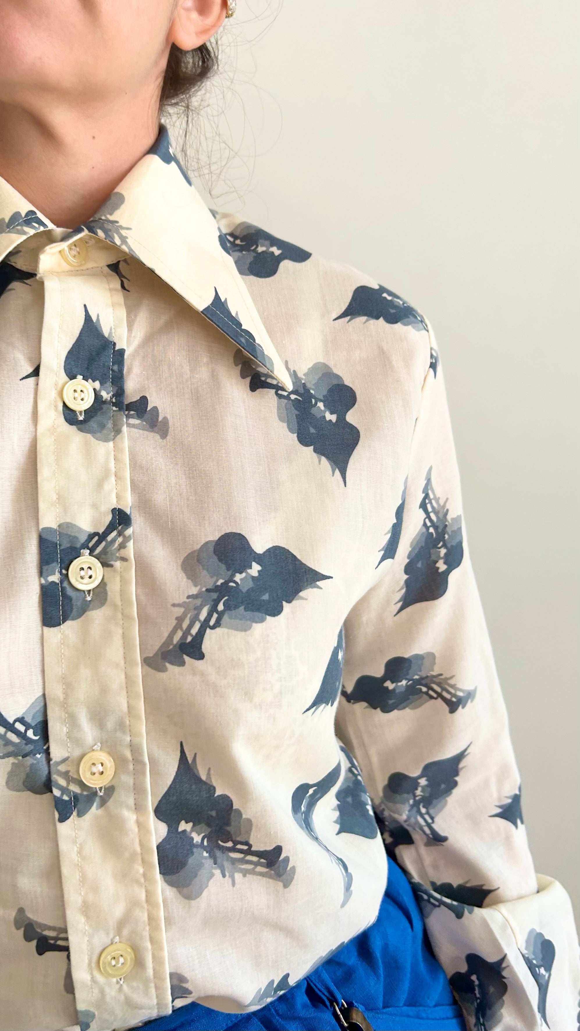 Vintage Musical Print Shirt – 70s