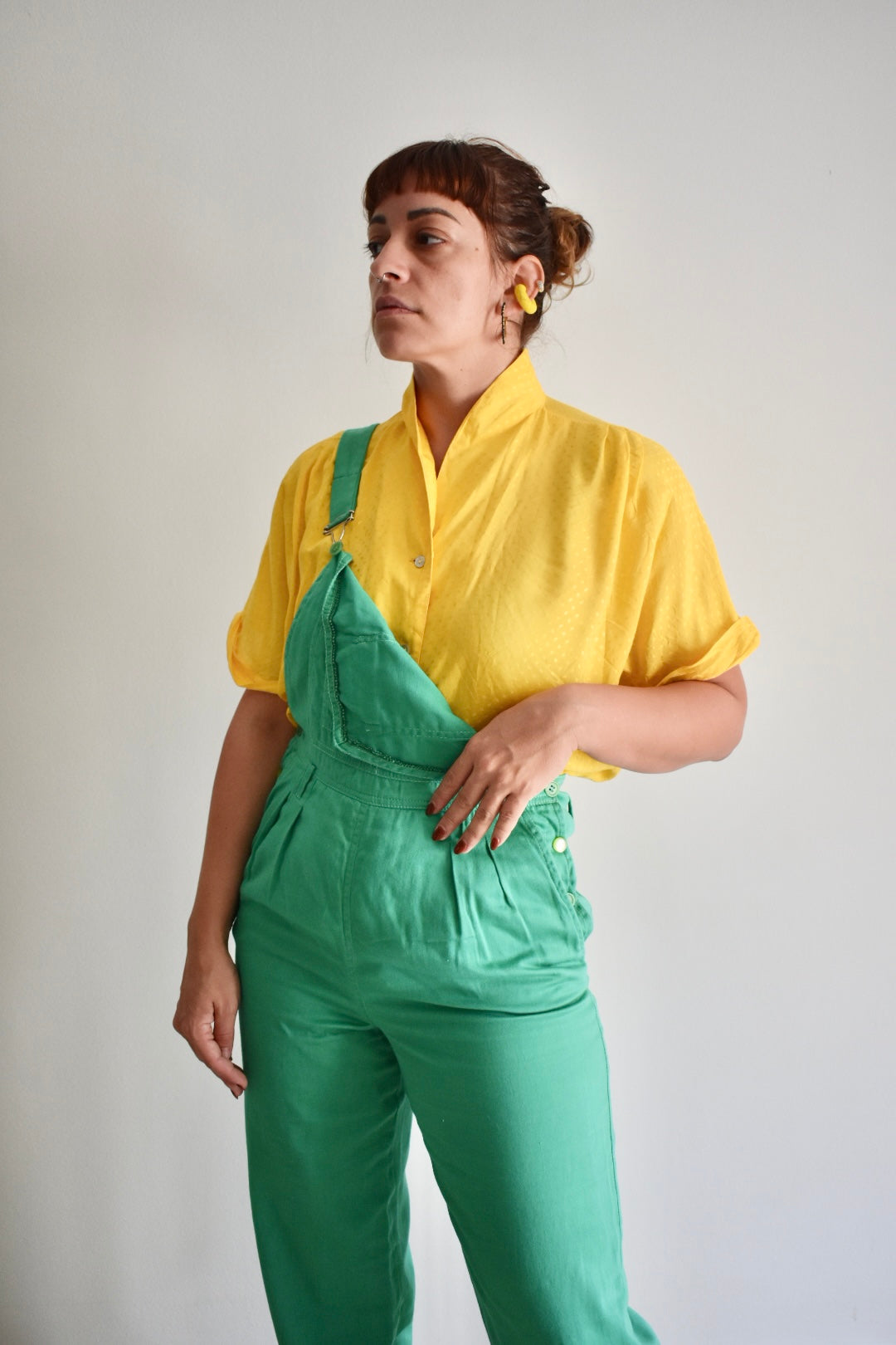 Vintage Mustard Women’s Blouse with Front Buttons
