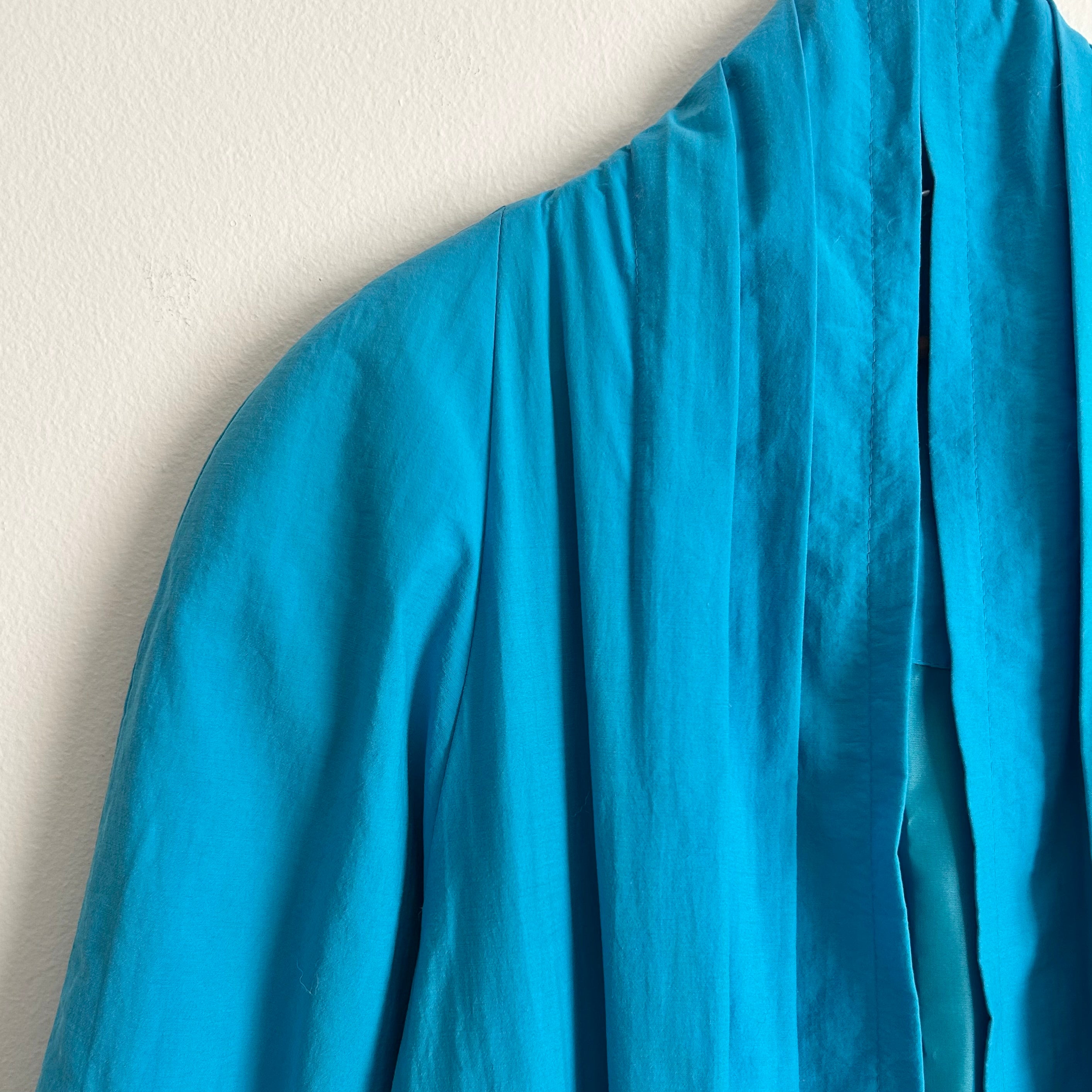 90s Teal Avant-Garde Pleated Duster Coat