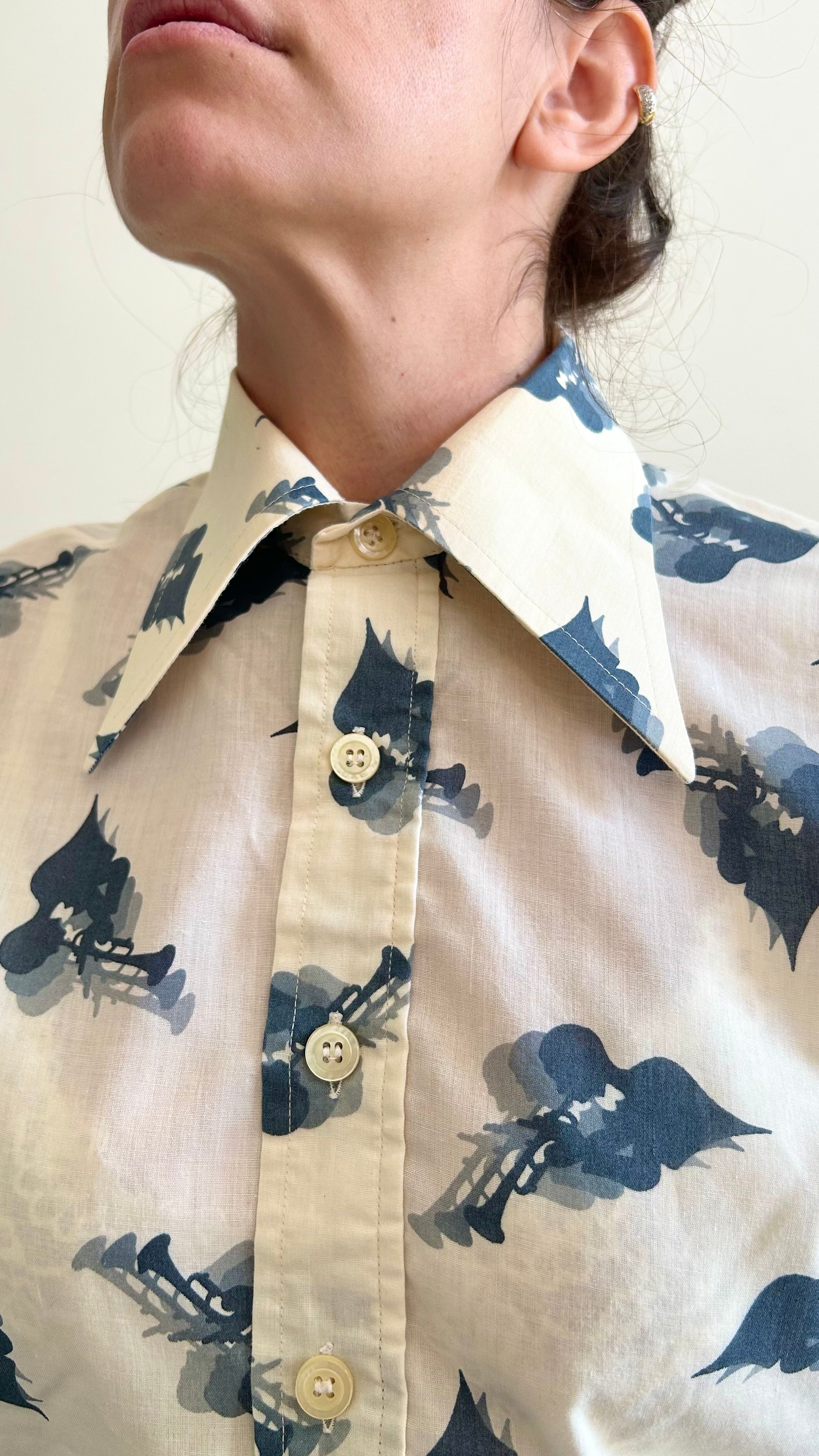 Vintage Musical Print Shirt – 70s