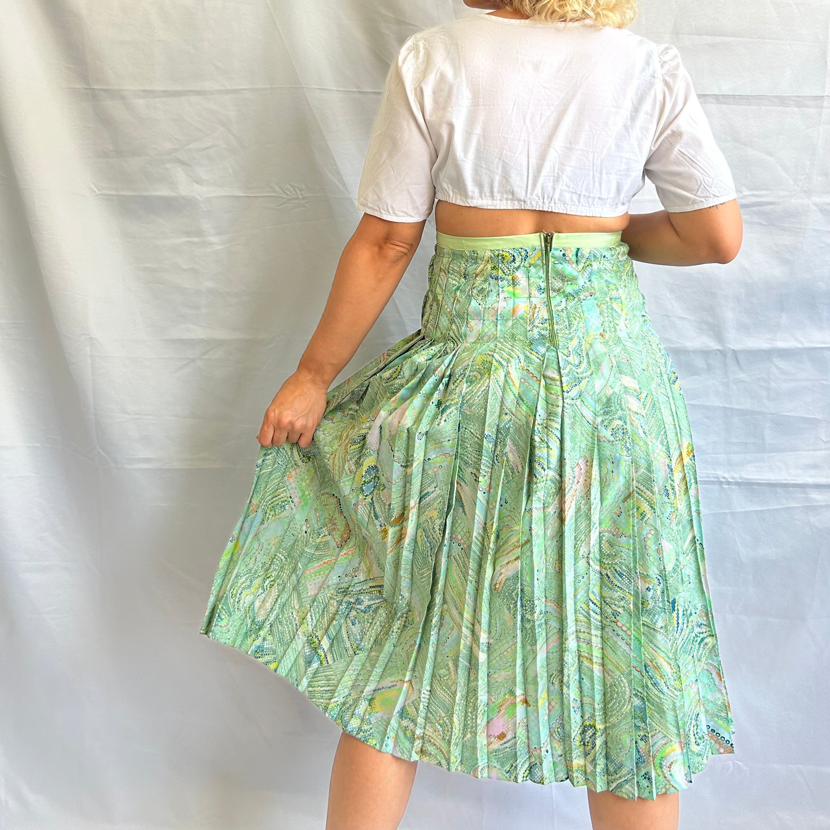 Vintage Pleated Floral Skirt