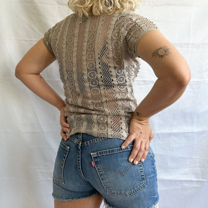 Vintage See Through Top Light Brown