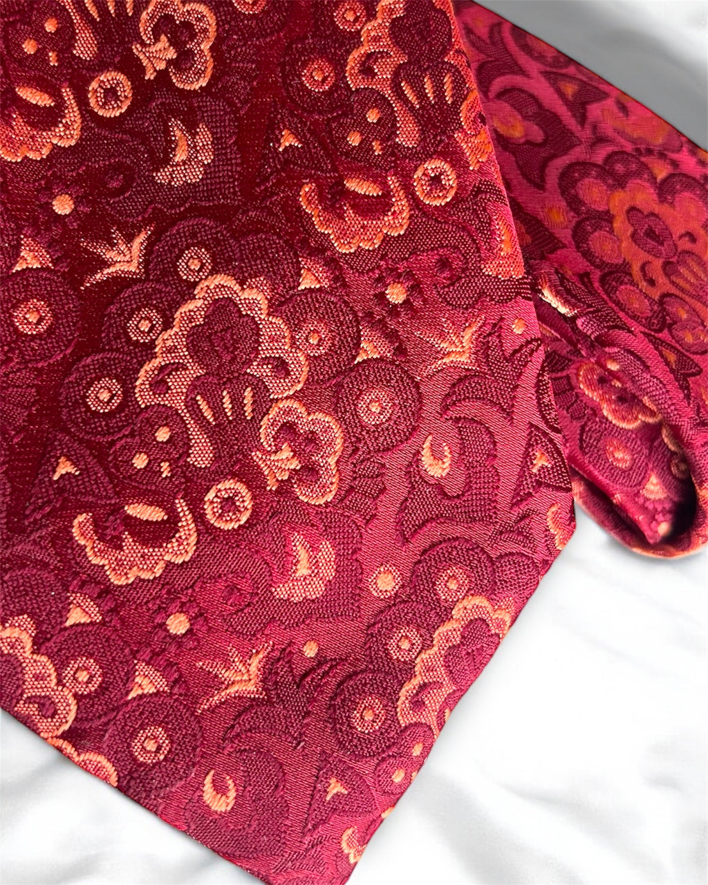 80s Burgundy Jacquard Silk Tie