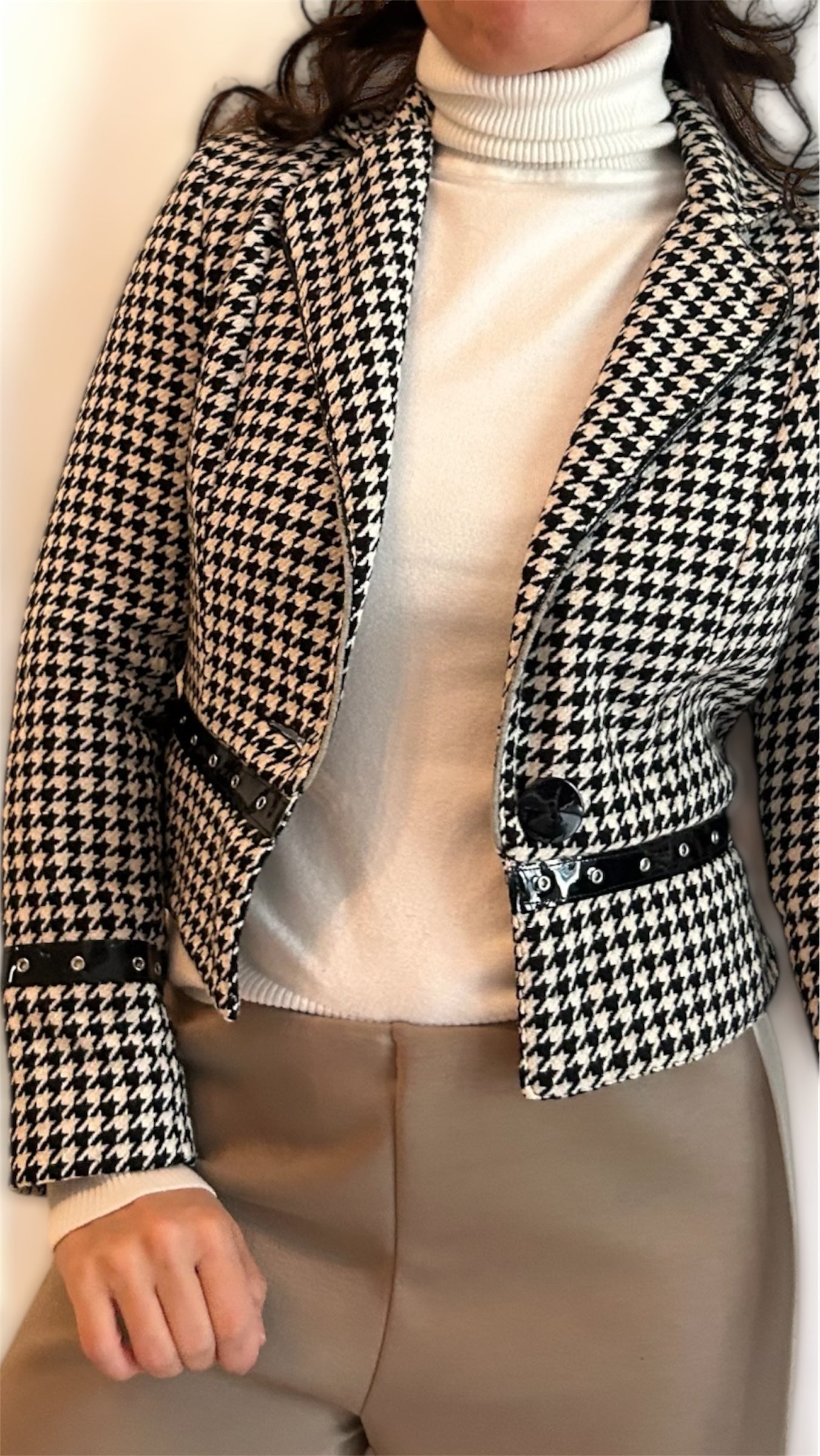 Y2K Houndstooth Blazer – Black & White