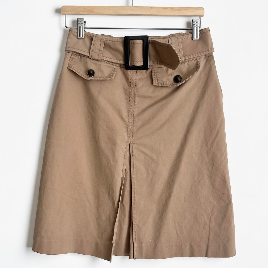 Y2K Camel Tone Belted Skirt