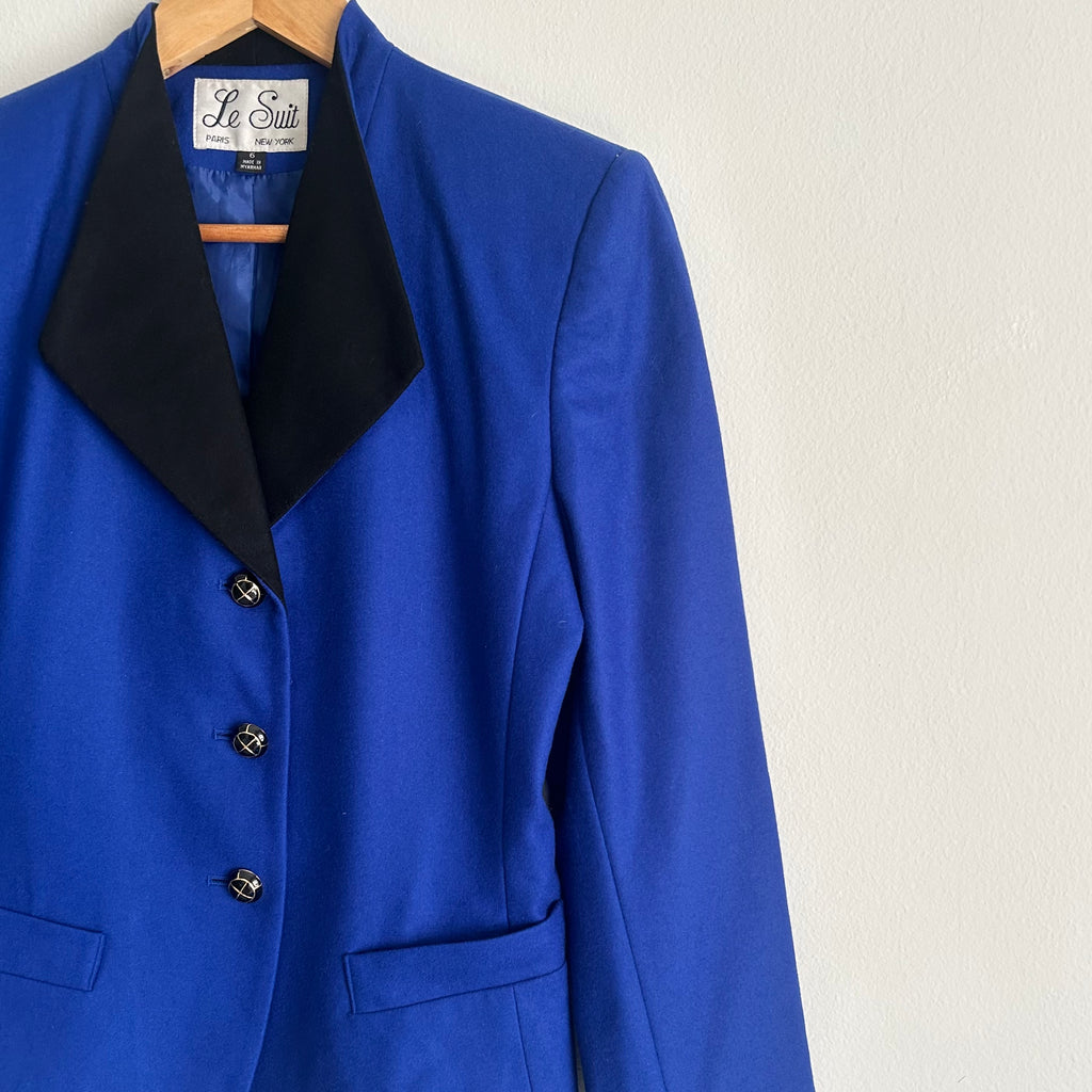 Vintage Wool Blazer with Black Lapel