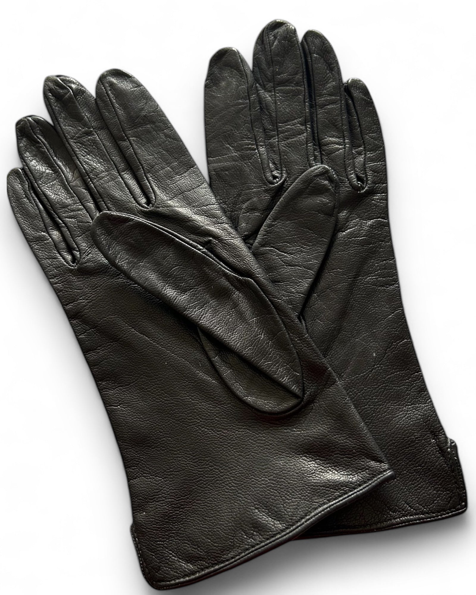 Vintage Petite Black Leather Gloves