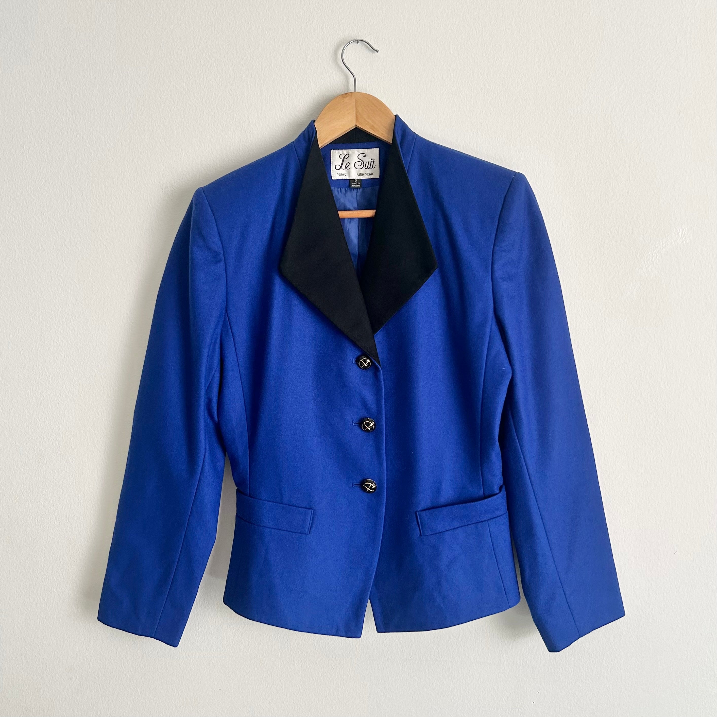 Vintage Wool Blazer with Black Lapel