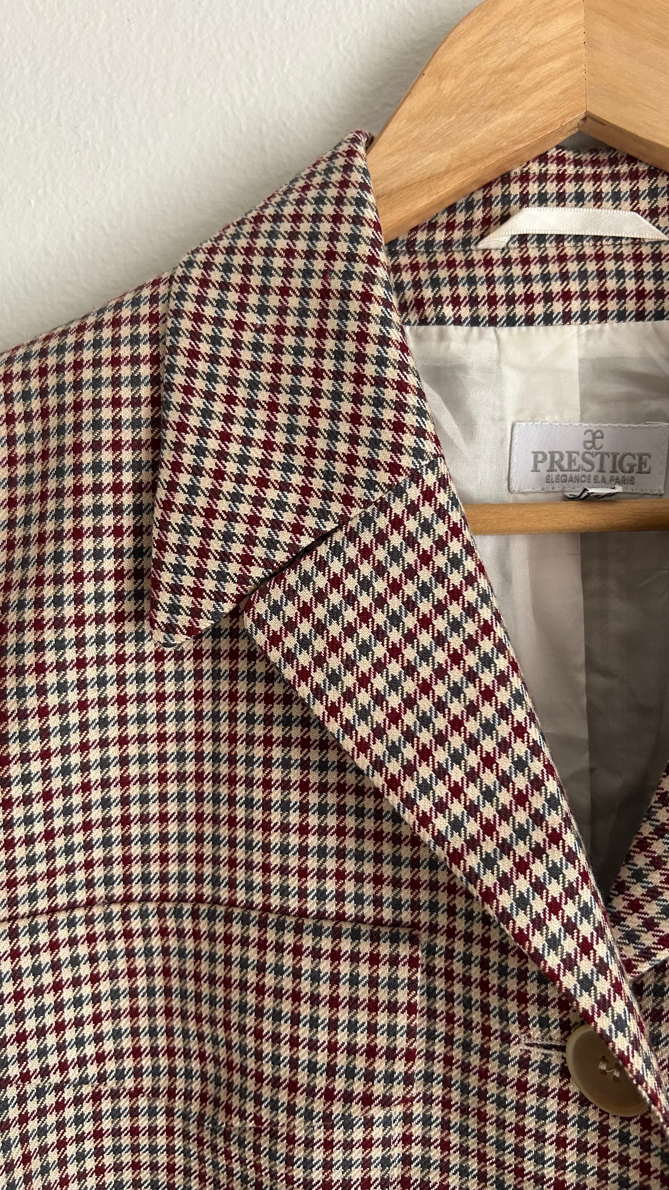 Vintage Check Belted Virgin Wool Blazer