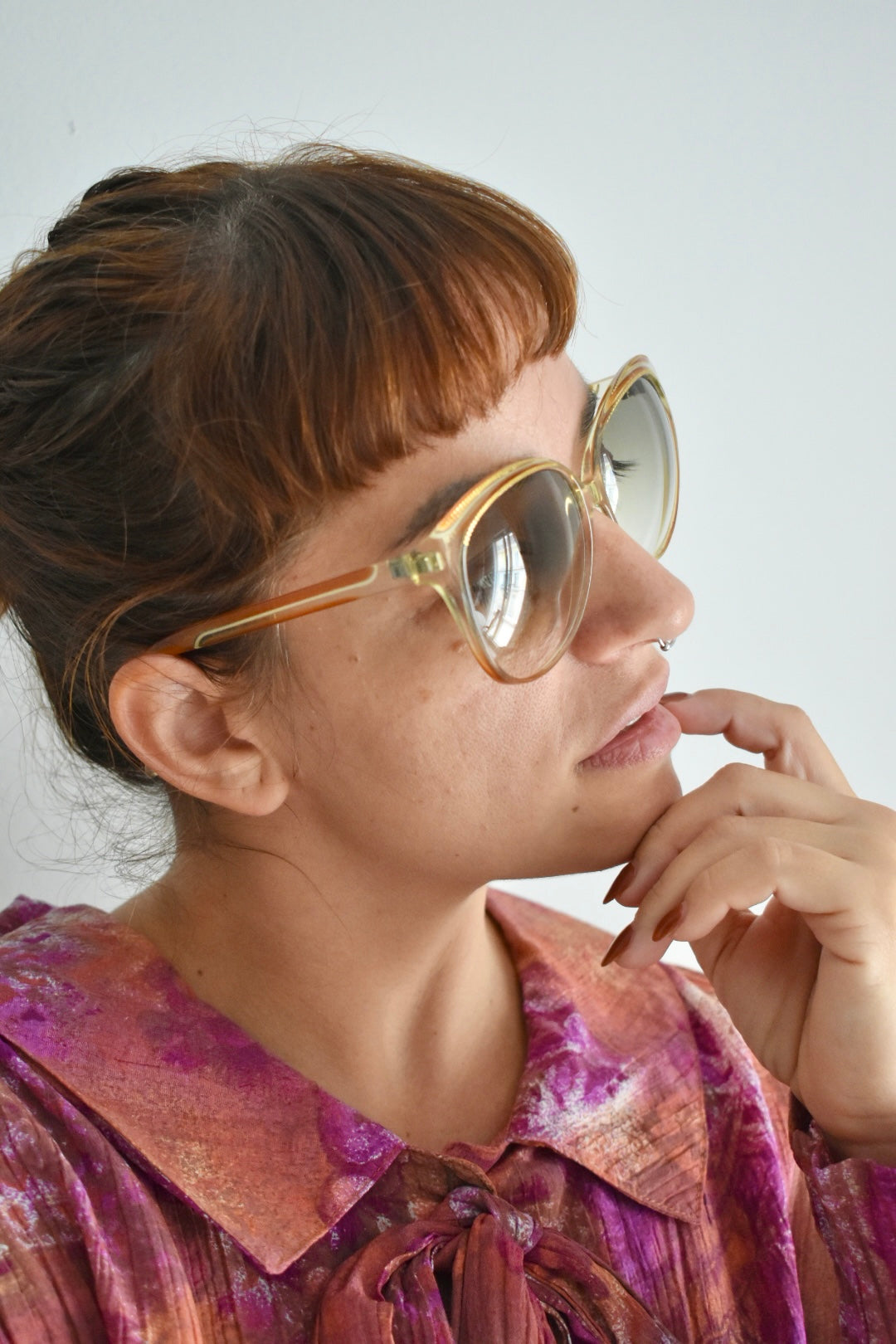 Vintage 1970s Sunglasses – Orange Frame with Gold Details