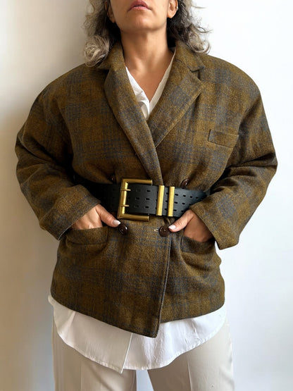 Vintage Wool Blazer with Shoulder Pads