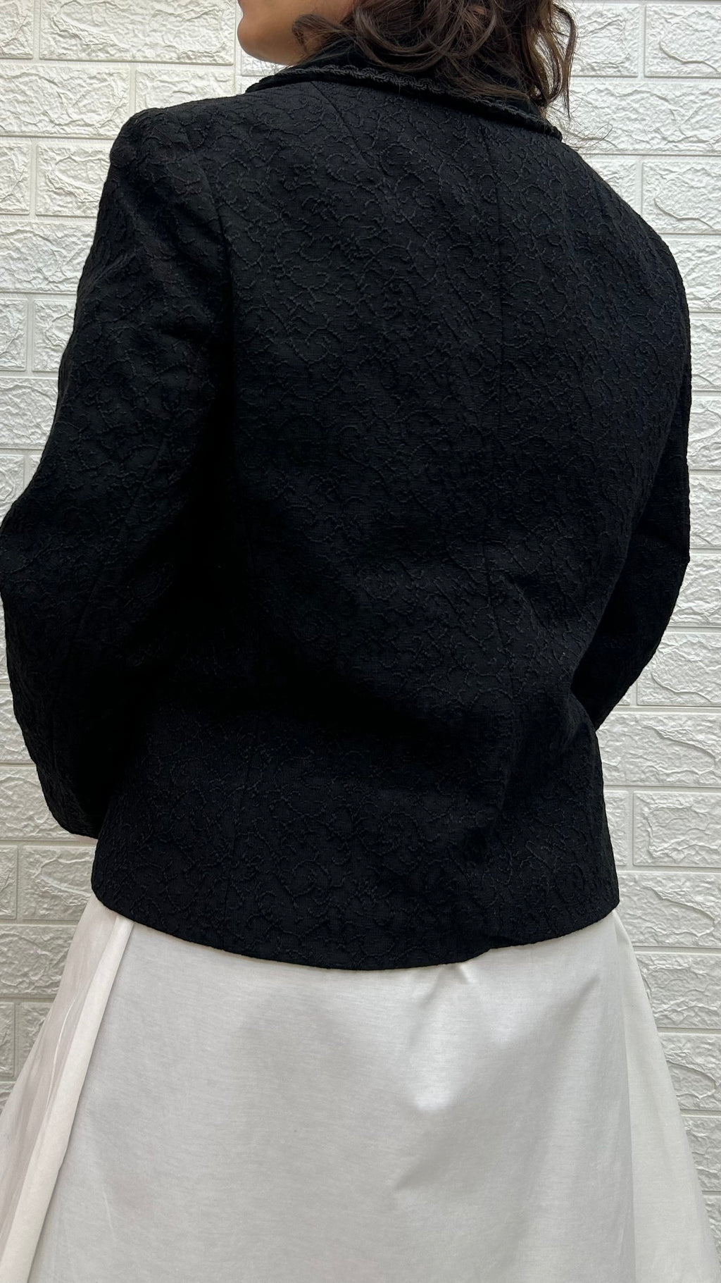 Vintage Black Embroidered Wool Blazer