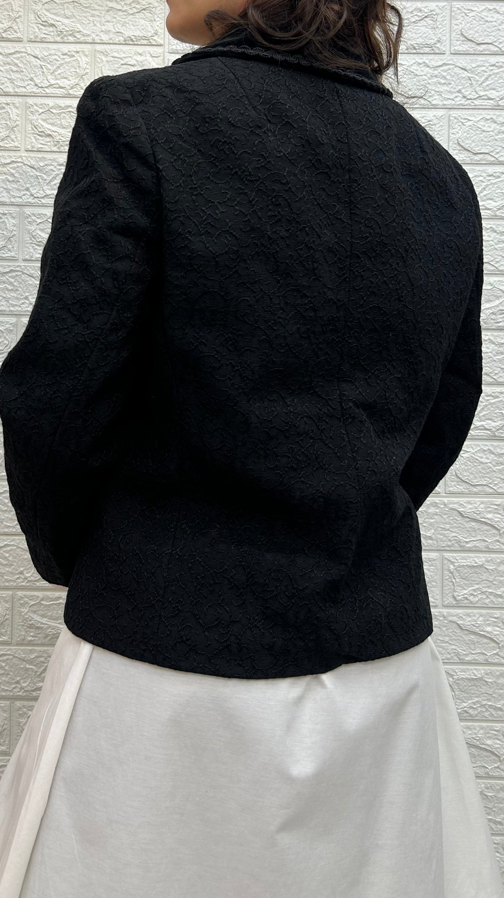 Vintage Black Embroidered Wool Blazer