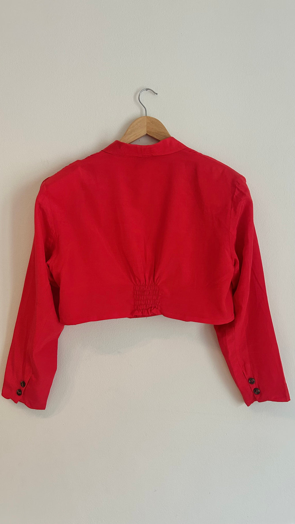 Vintage 80s "Power Chic" Red Cropped Silk Blazer