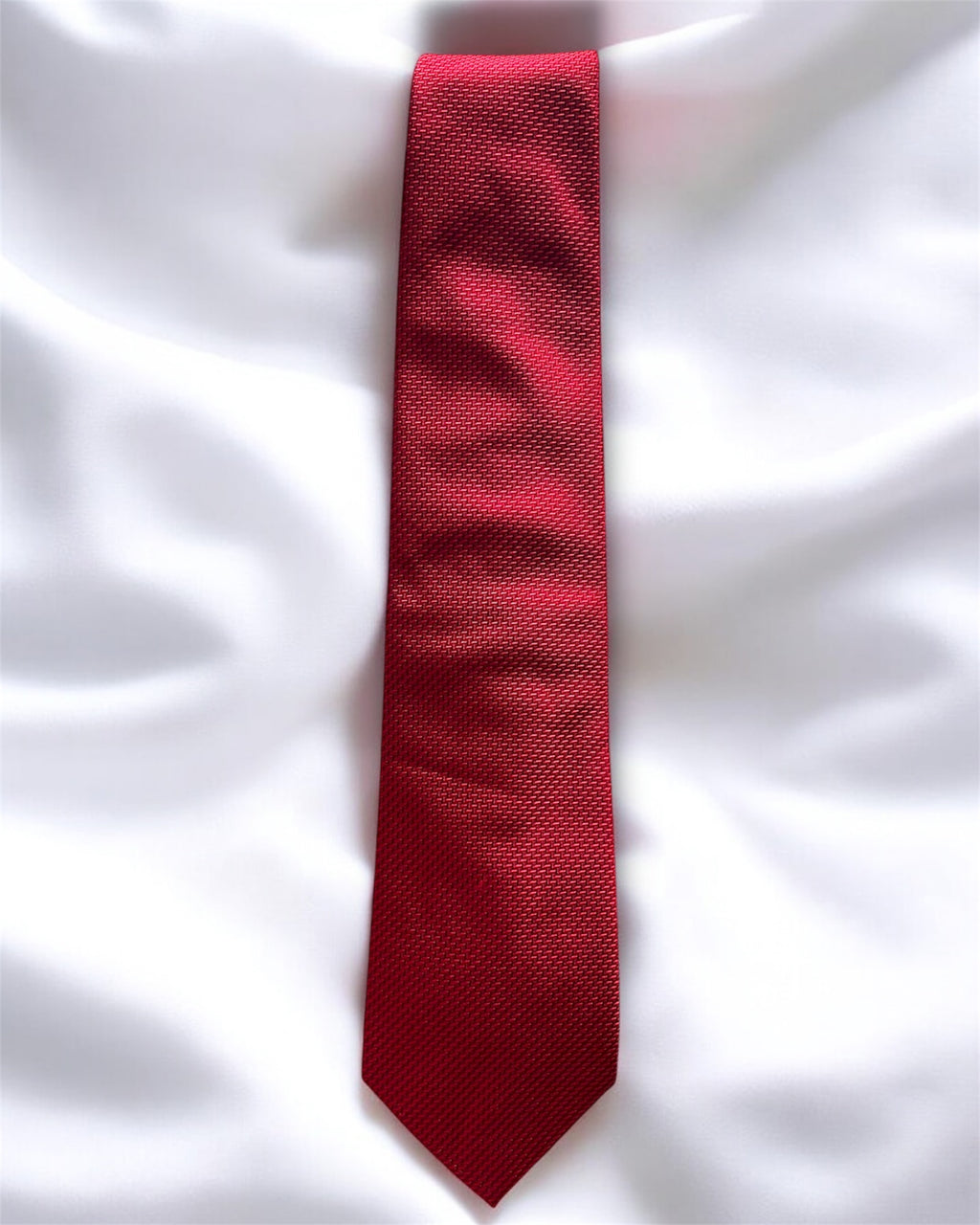 Vintage Silk Tie — Red Textured Weave