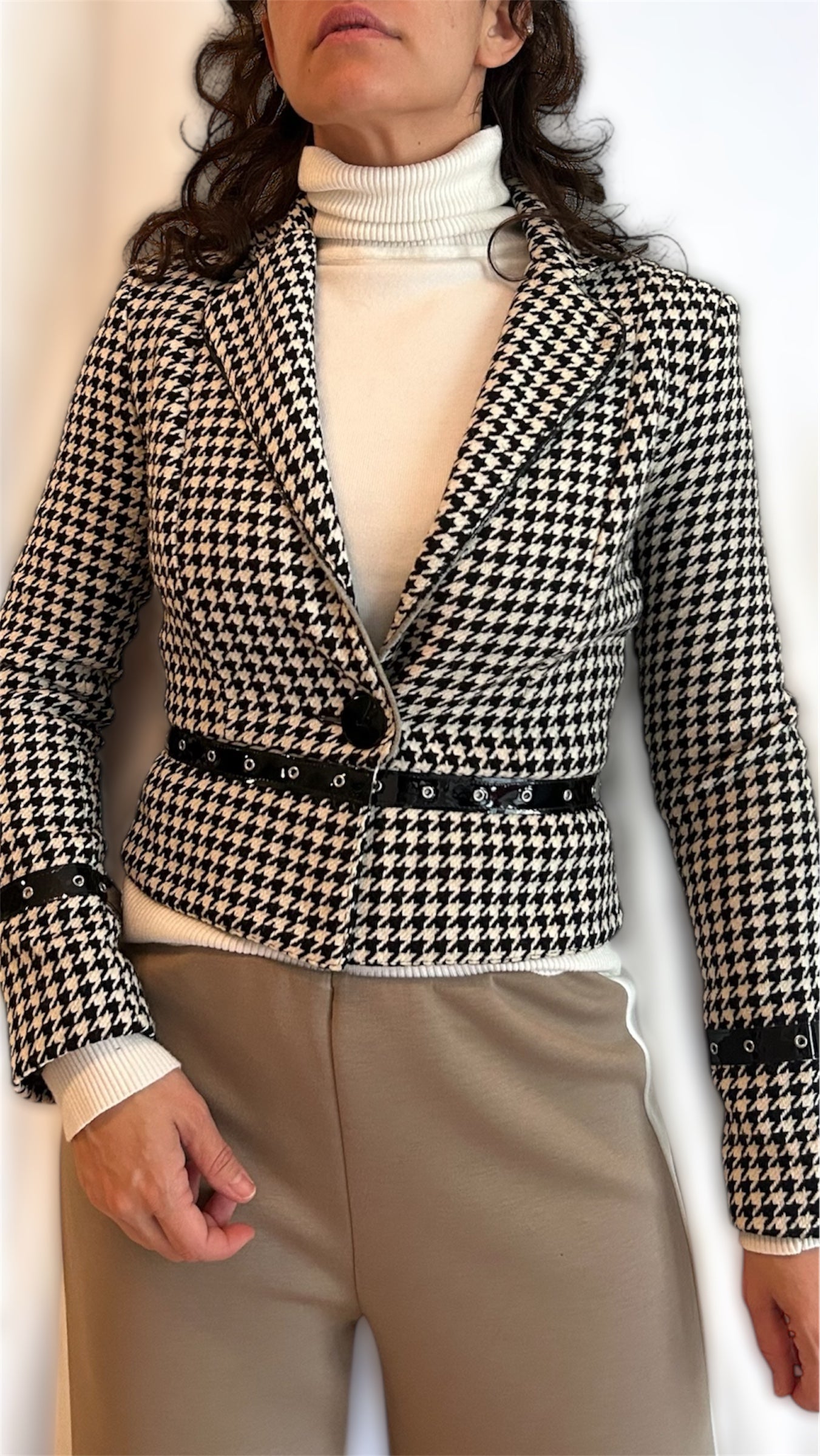 Y2K Houndstooth Blazer – Black & White