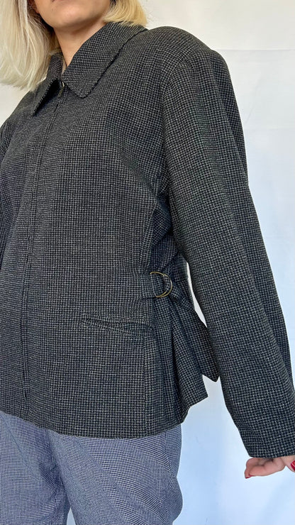 Vintage Zip Blazer with Shoulder Pads