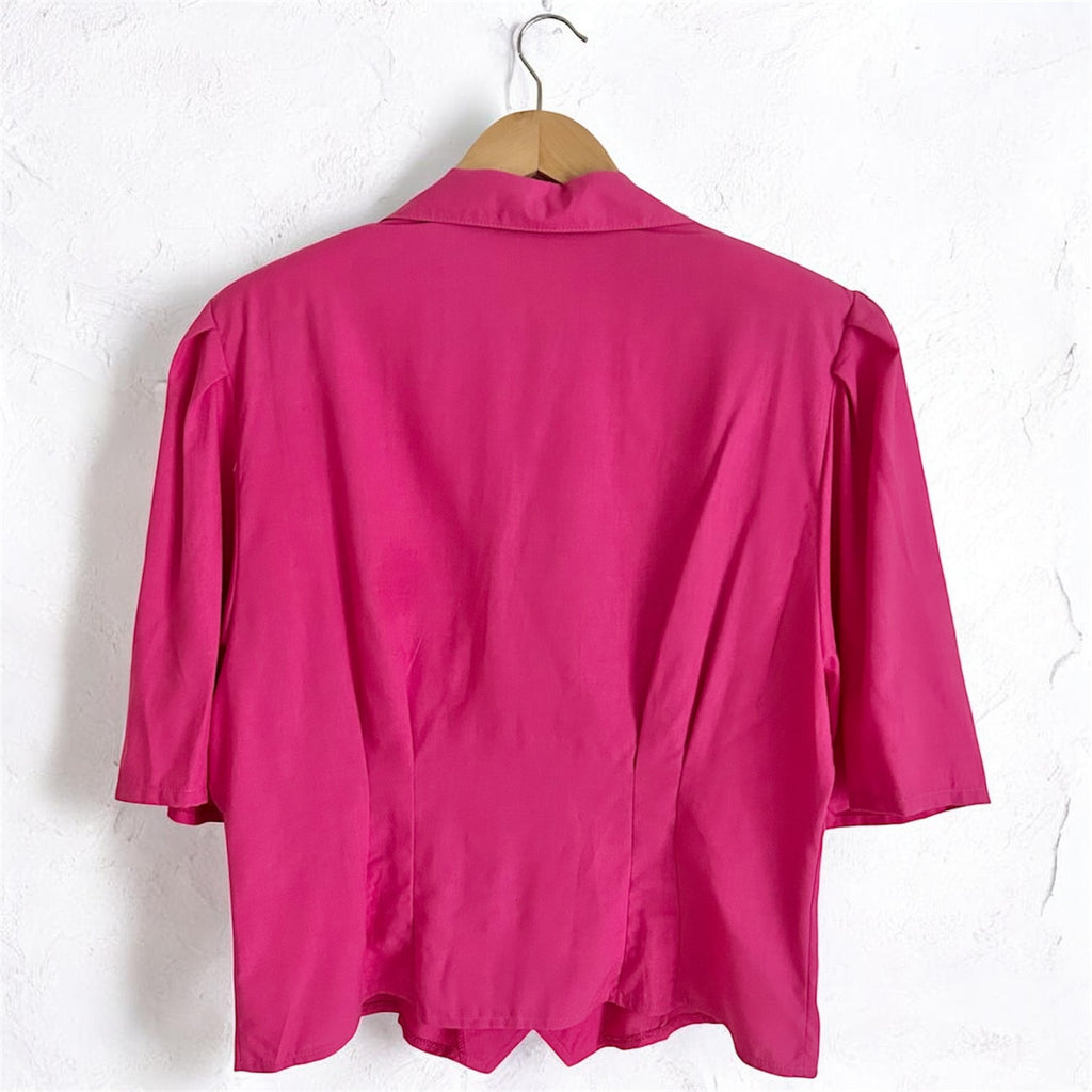 80s Fuchsia Cropped Short-Sleeve Top