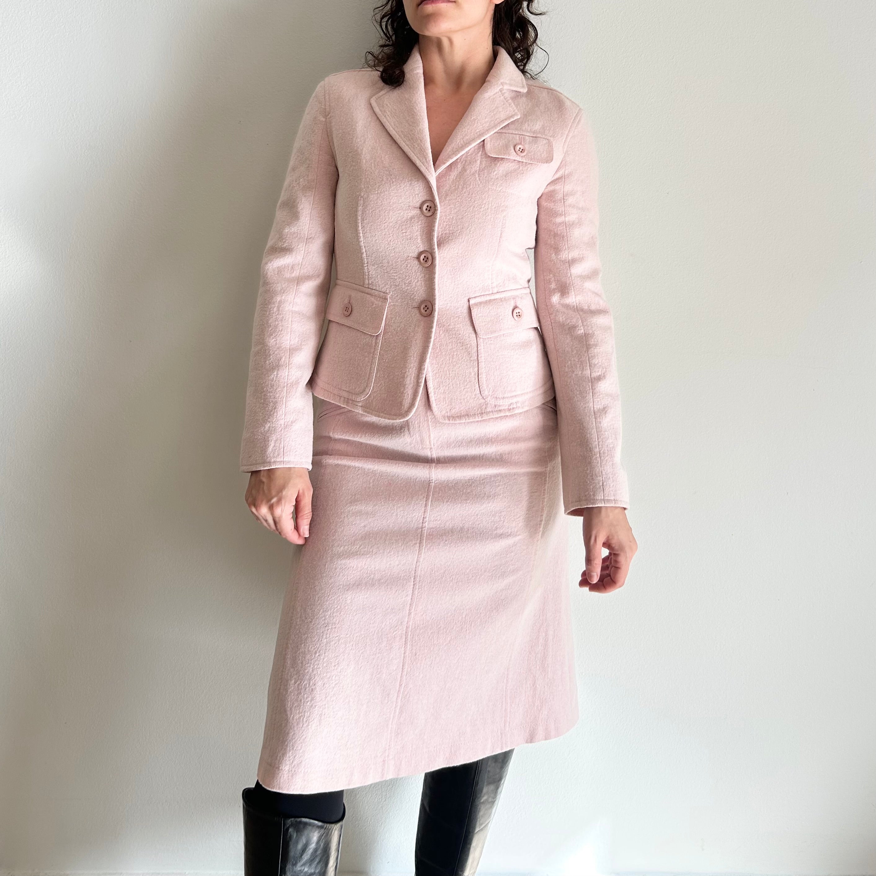 Vintage Set Skirt Suit – Soft Rose Virgin Wool & Cotton Blend