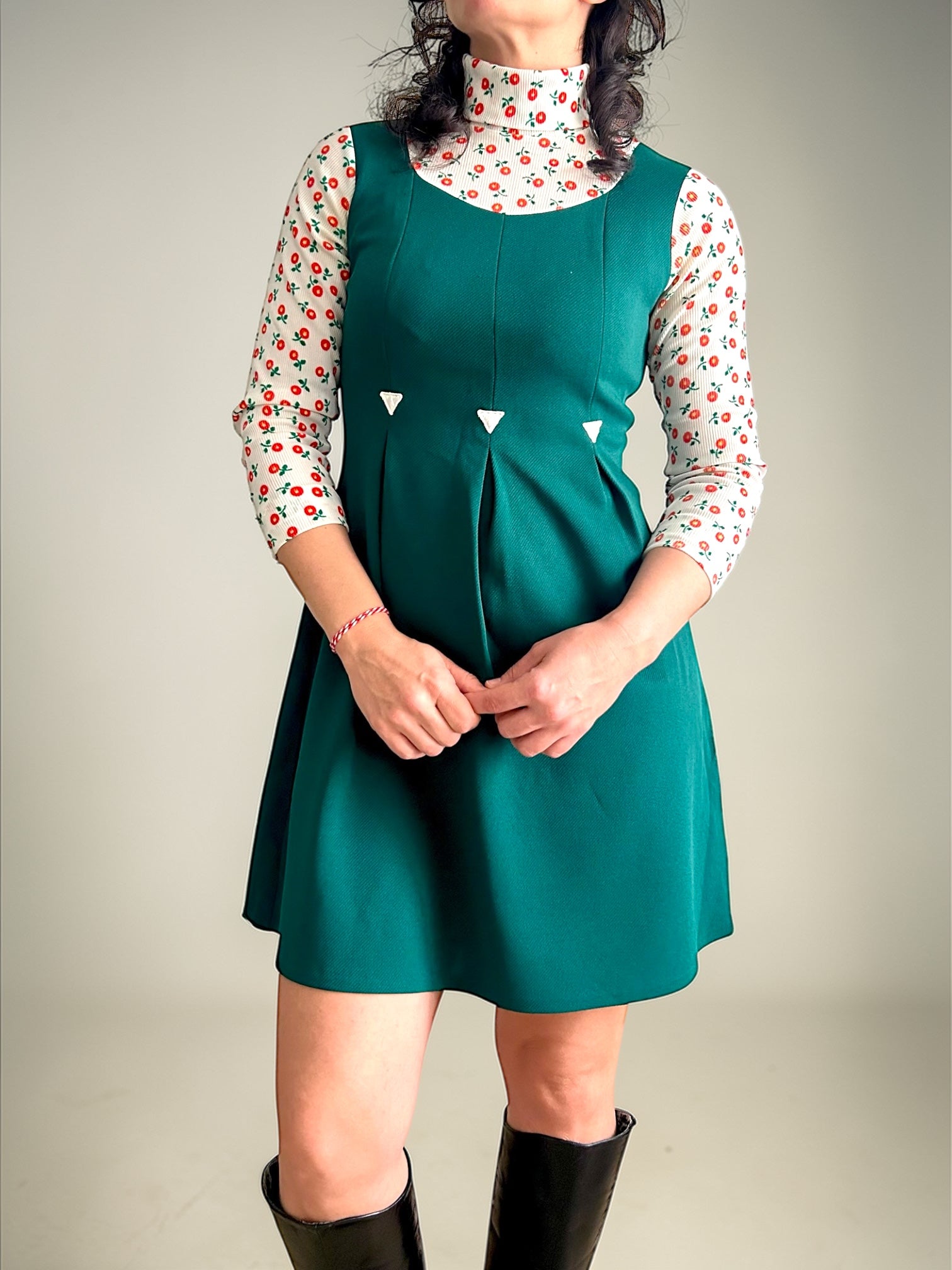 Vintage Handmade Mock-Layer Pinafore Dress