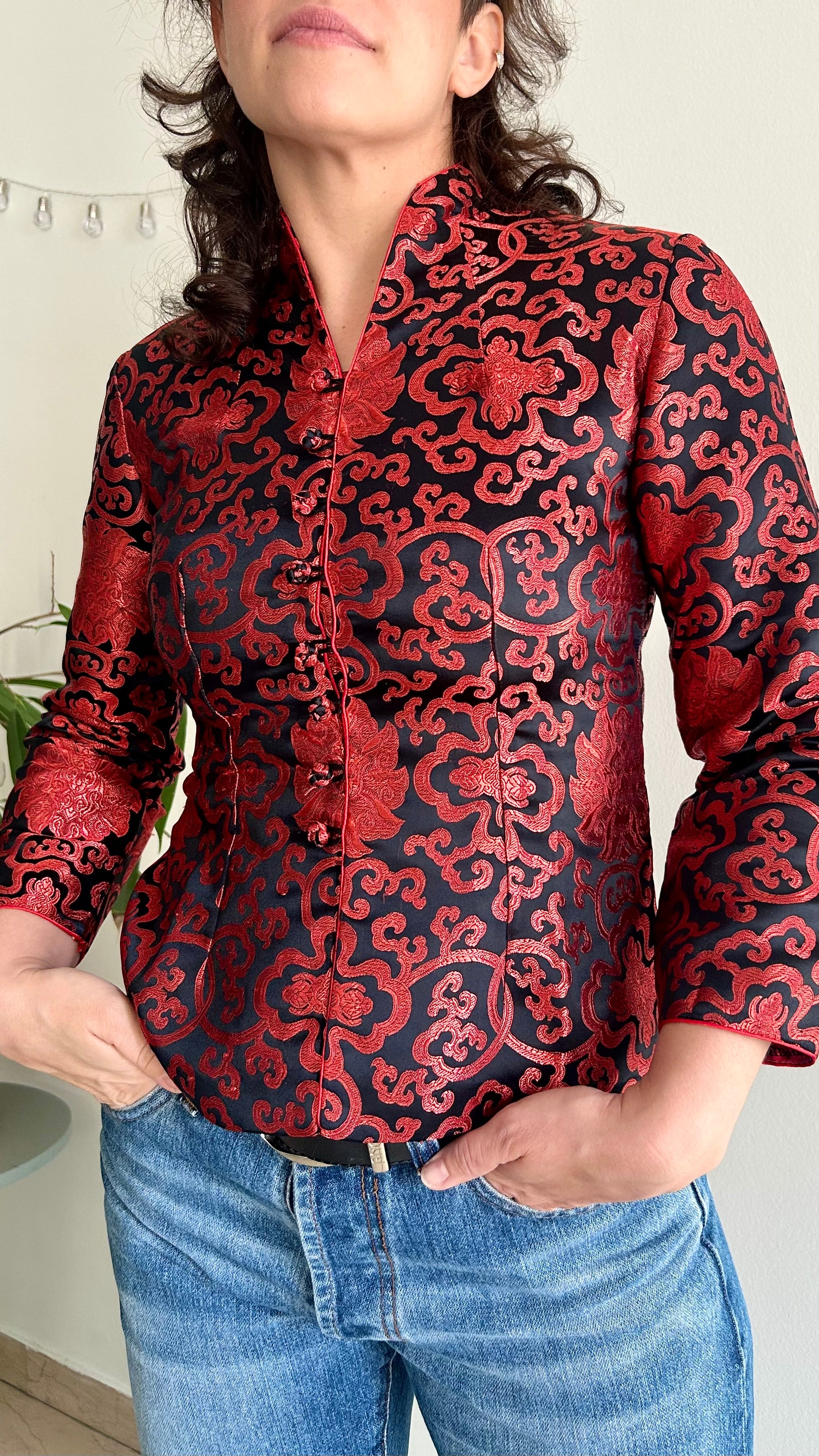 Vintage Chinoiserie Jacquard Blouse