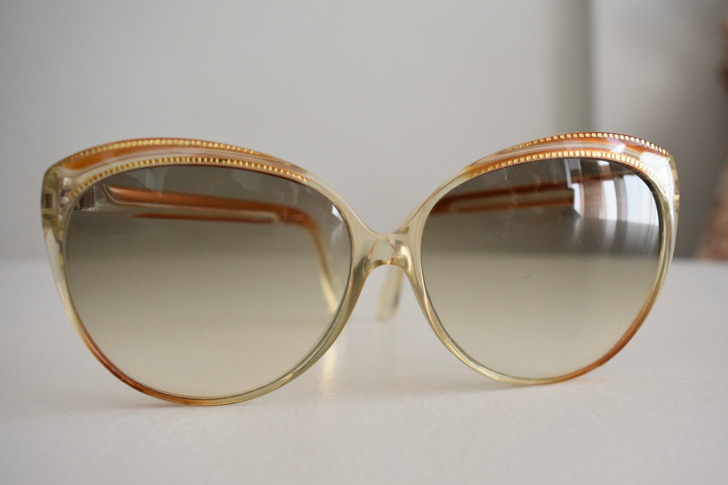 Vintage 1970s Sunglasses – Orange Frame with Gold Details