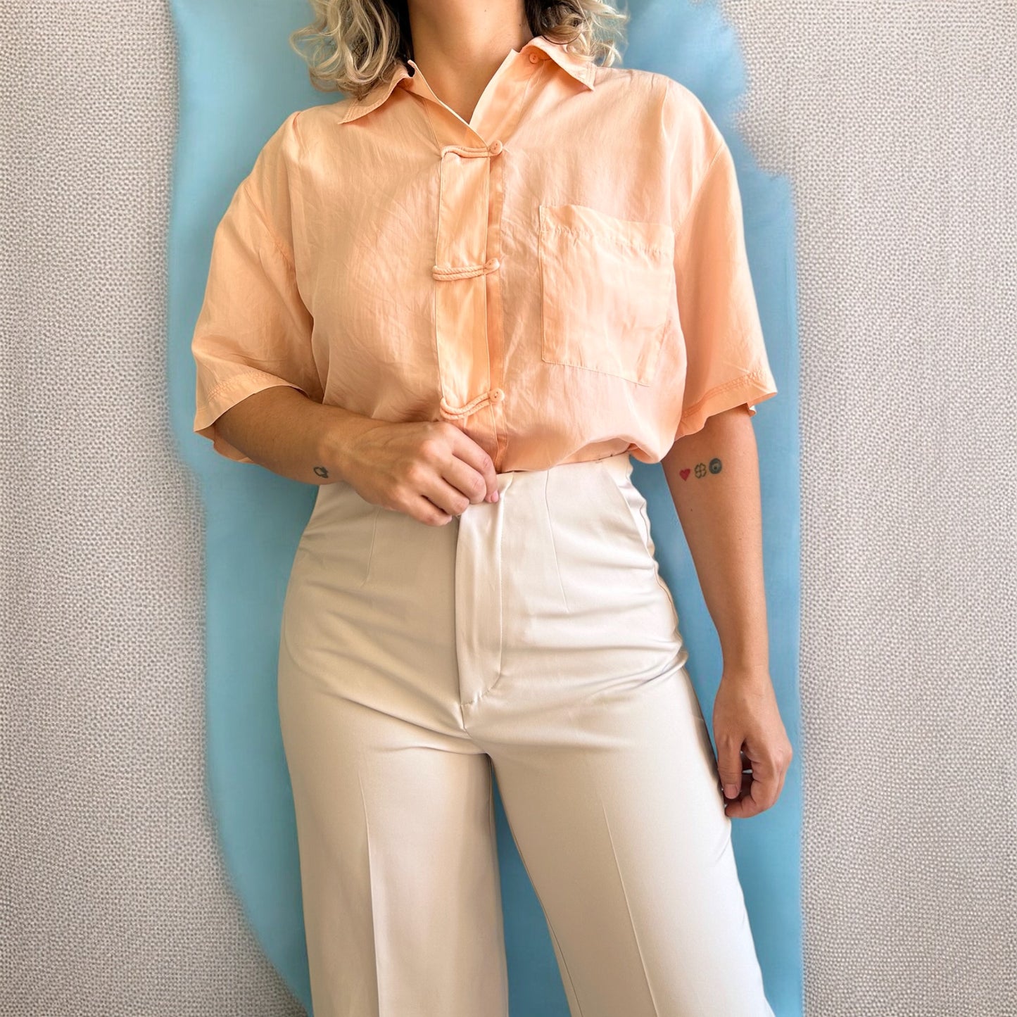 Vintage Silk Peach Shirt