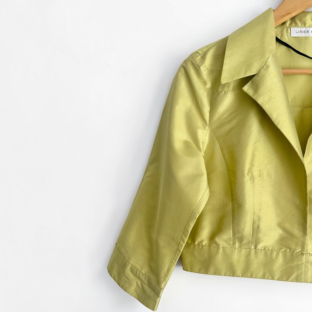 Luxury 100% Silk Cropped Bolero • Lime Green • Linea Raffaelli
